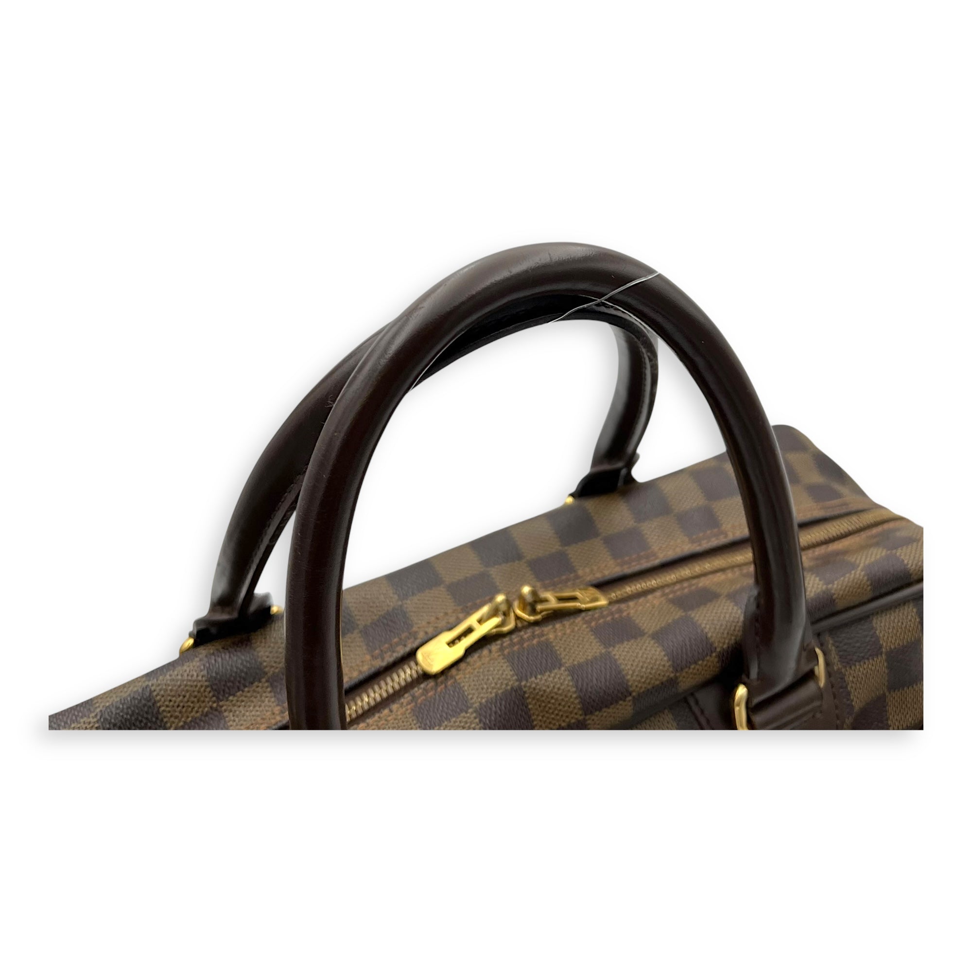 ICare Damier Ebene Top Handle Bag in Coated Canvas, Gold hardware - Image 8