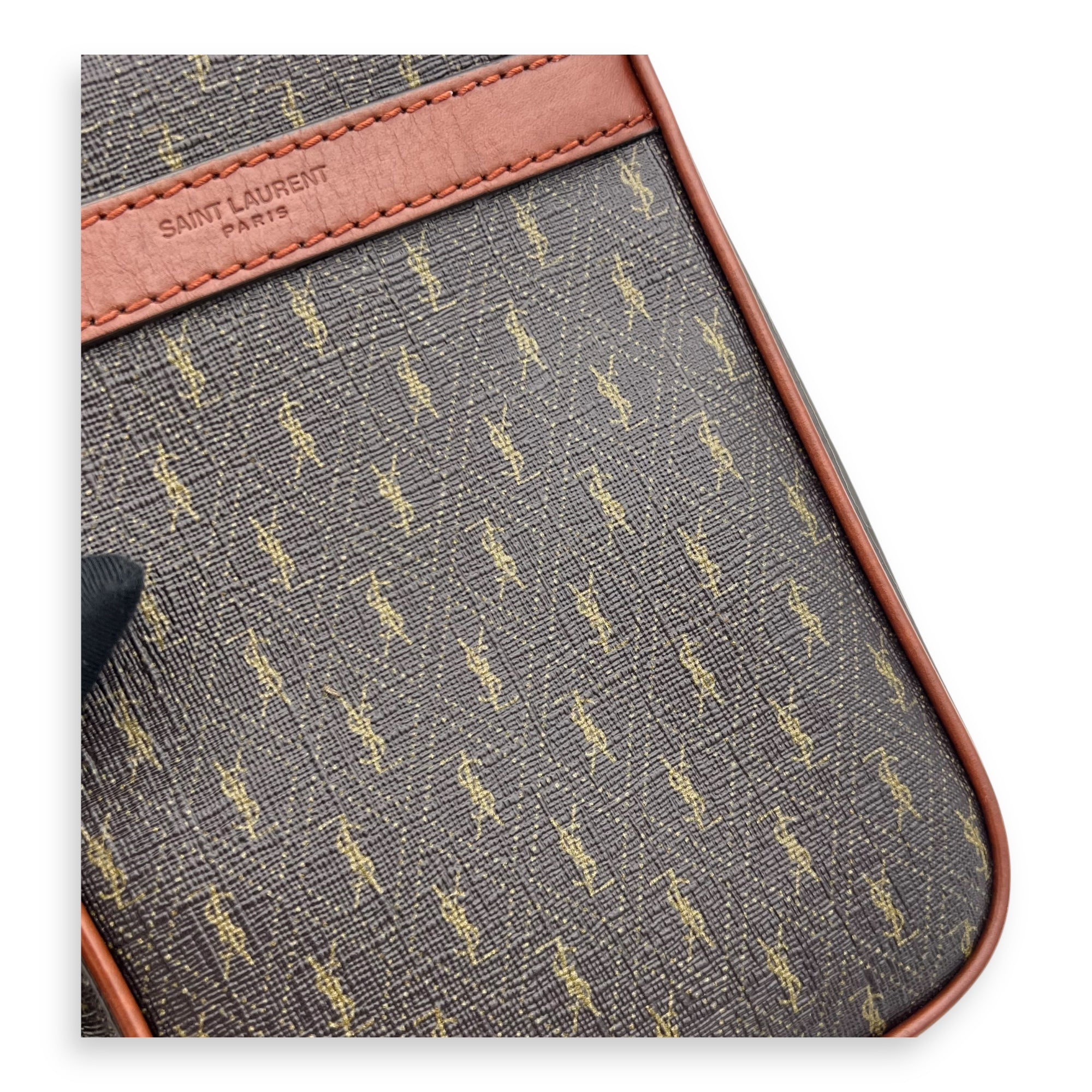 Le Monogramme Brown Crossbody Bag in Coated Canvas, Gold hardware - Image 8