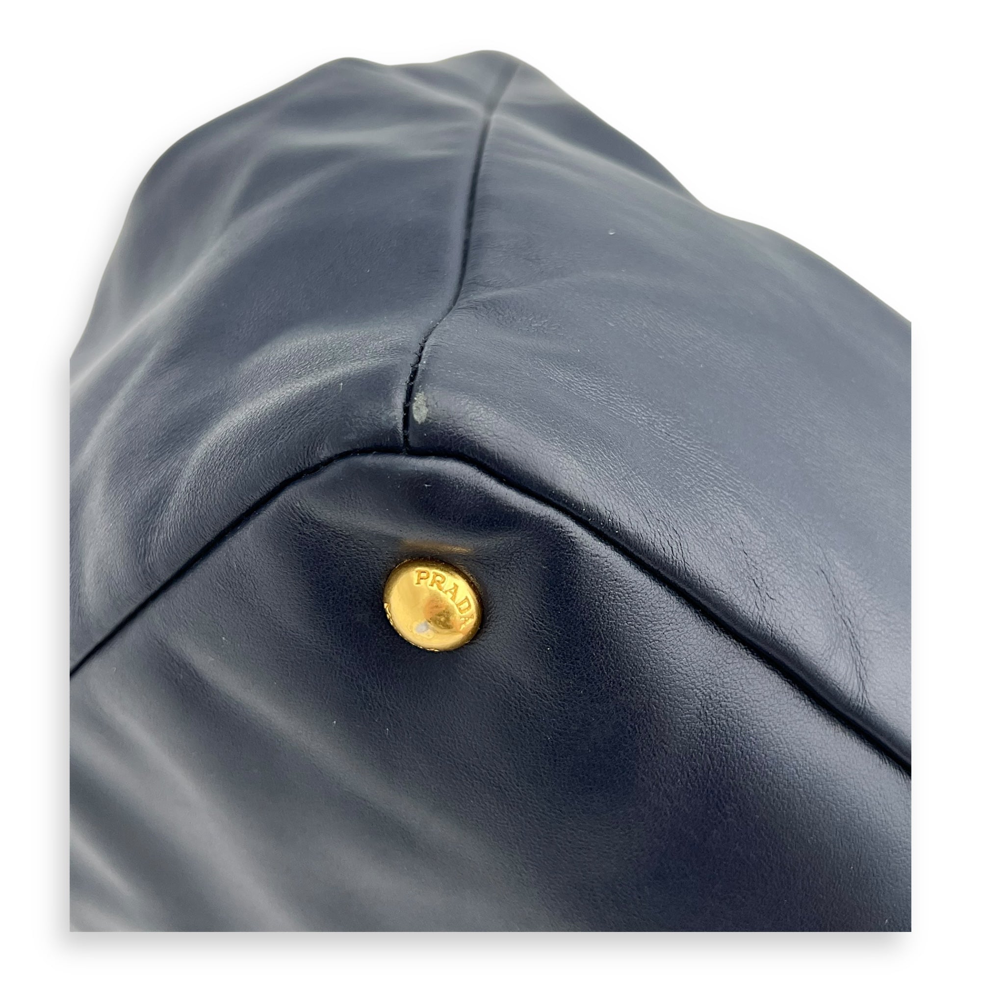 2 way bag Top Handle Bag Blue in Calfskin, Gold hardware - Image 9