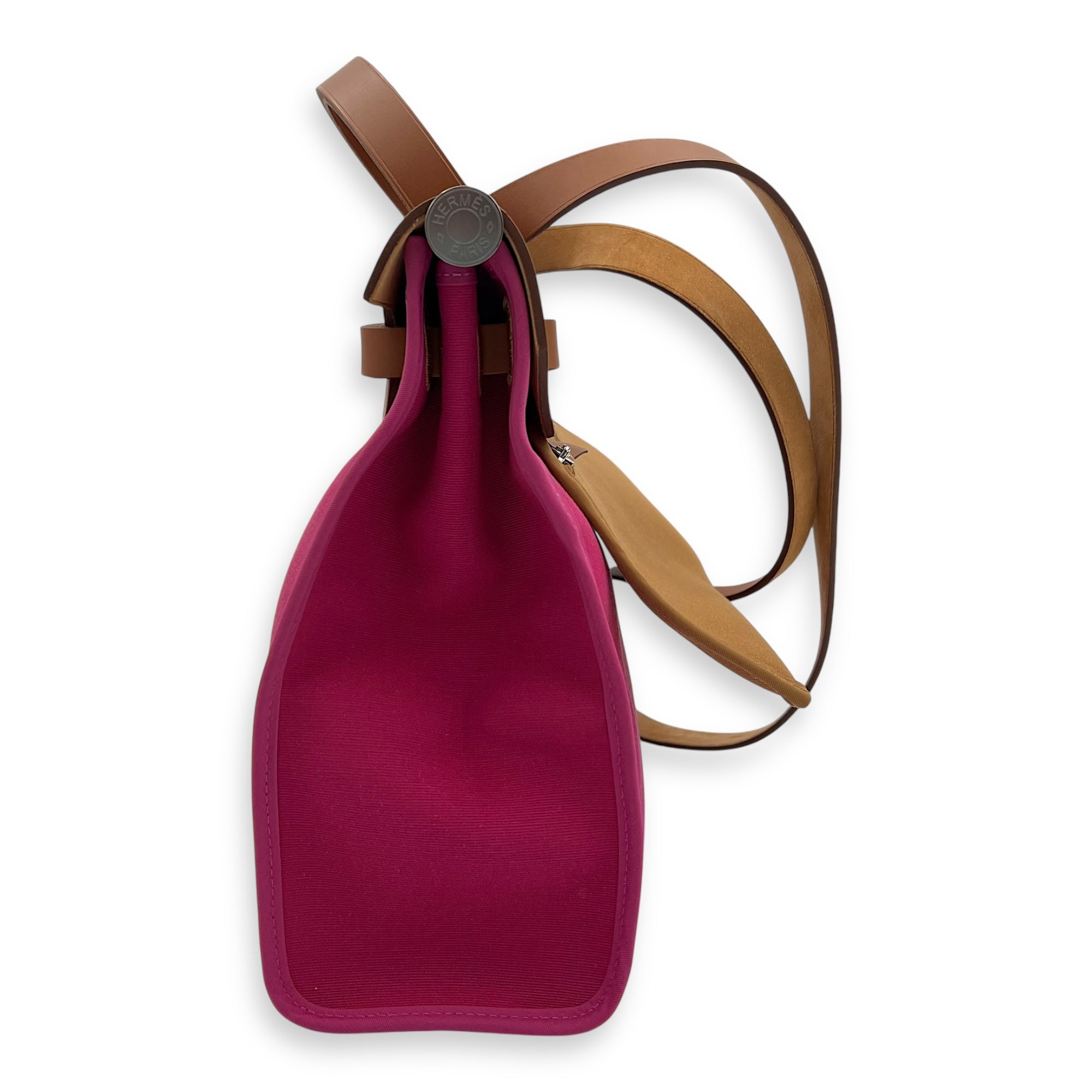 Herbag 31 Rose Pourpre Fauve Shoulder Bag in Canvas, Palladium hardware - Image 4