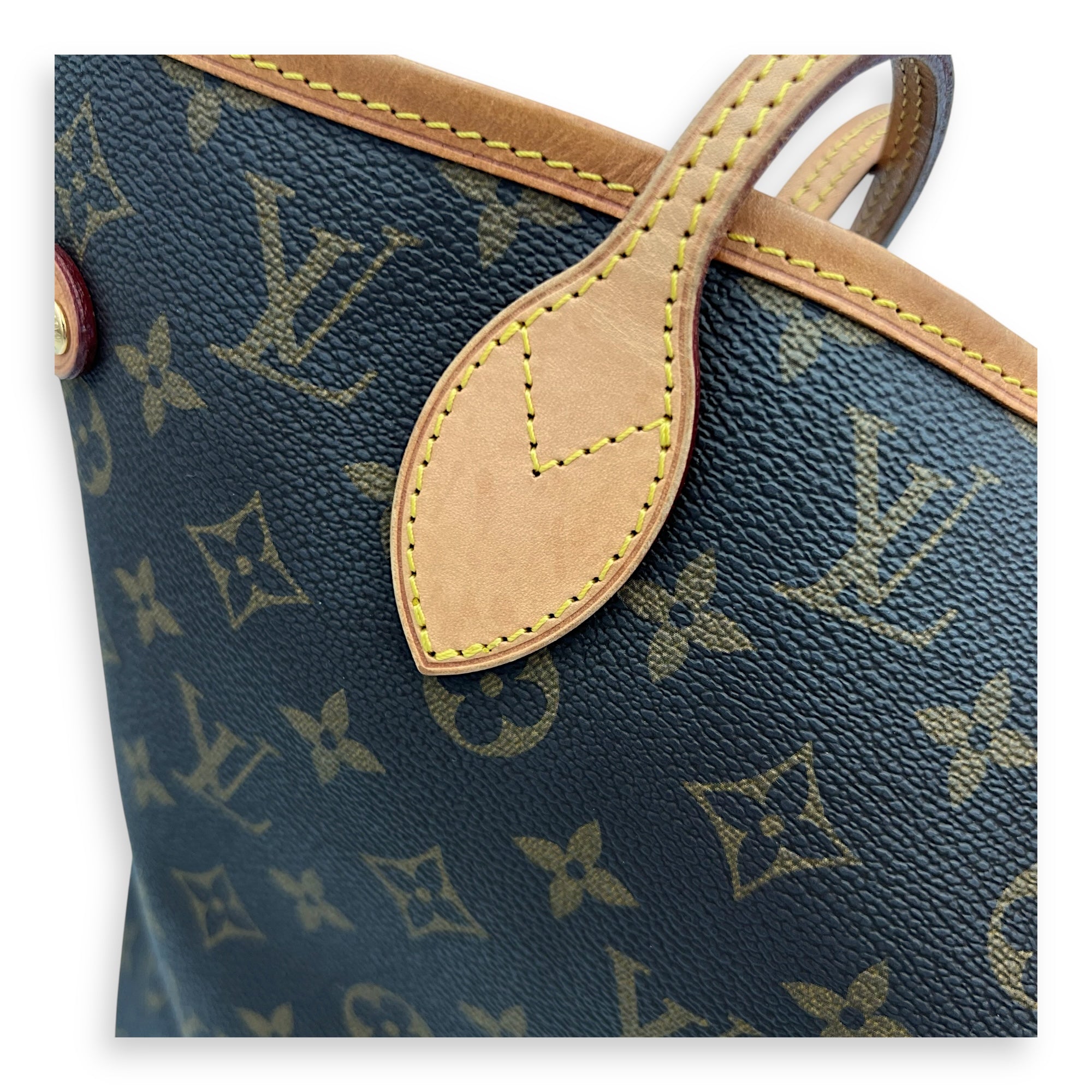 Neverfull MM Brown Tote Bag in Monogram Coated Canvas, Gold hardware - Image 9