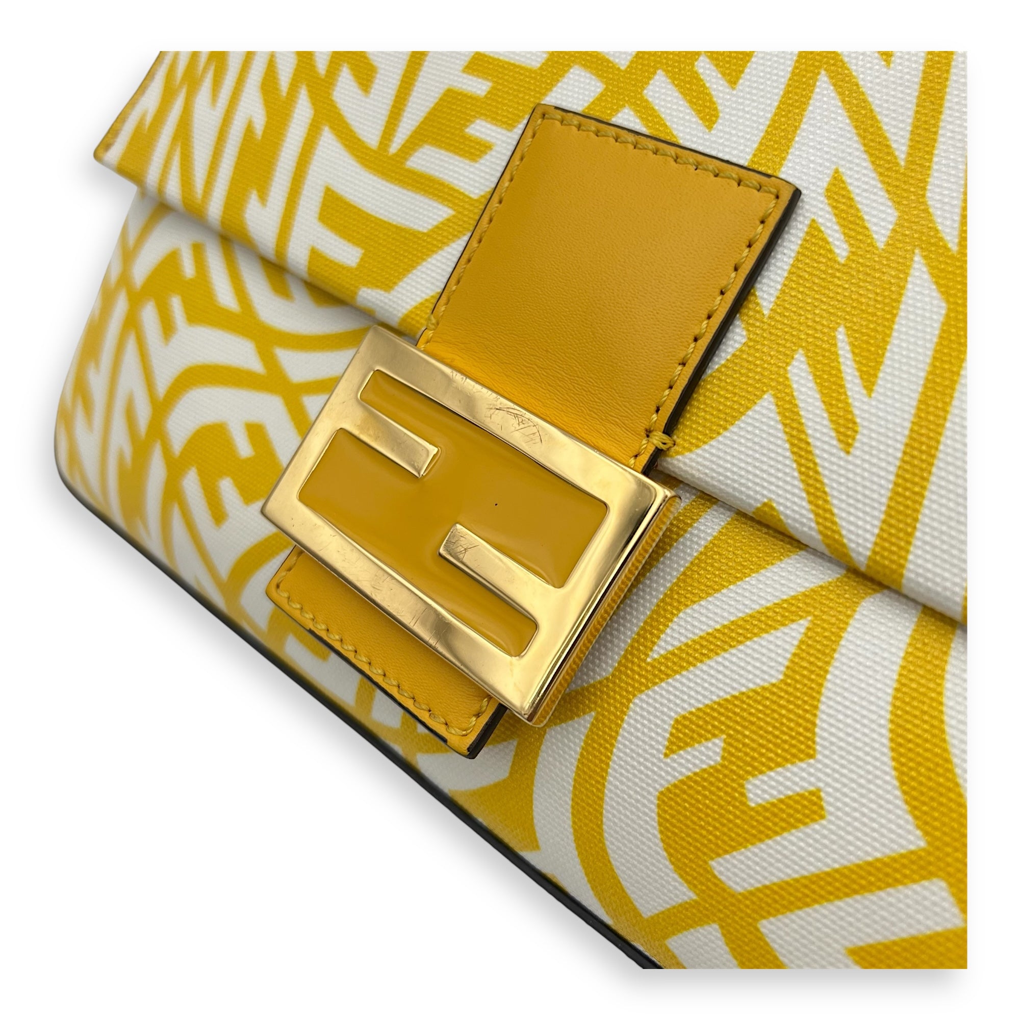 Baguette Shoulder Bag Yellow in Coated Canvas, Gold hardware - Image 8