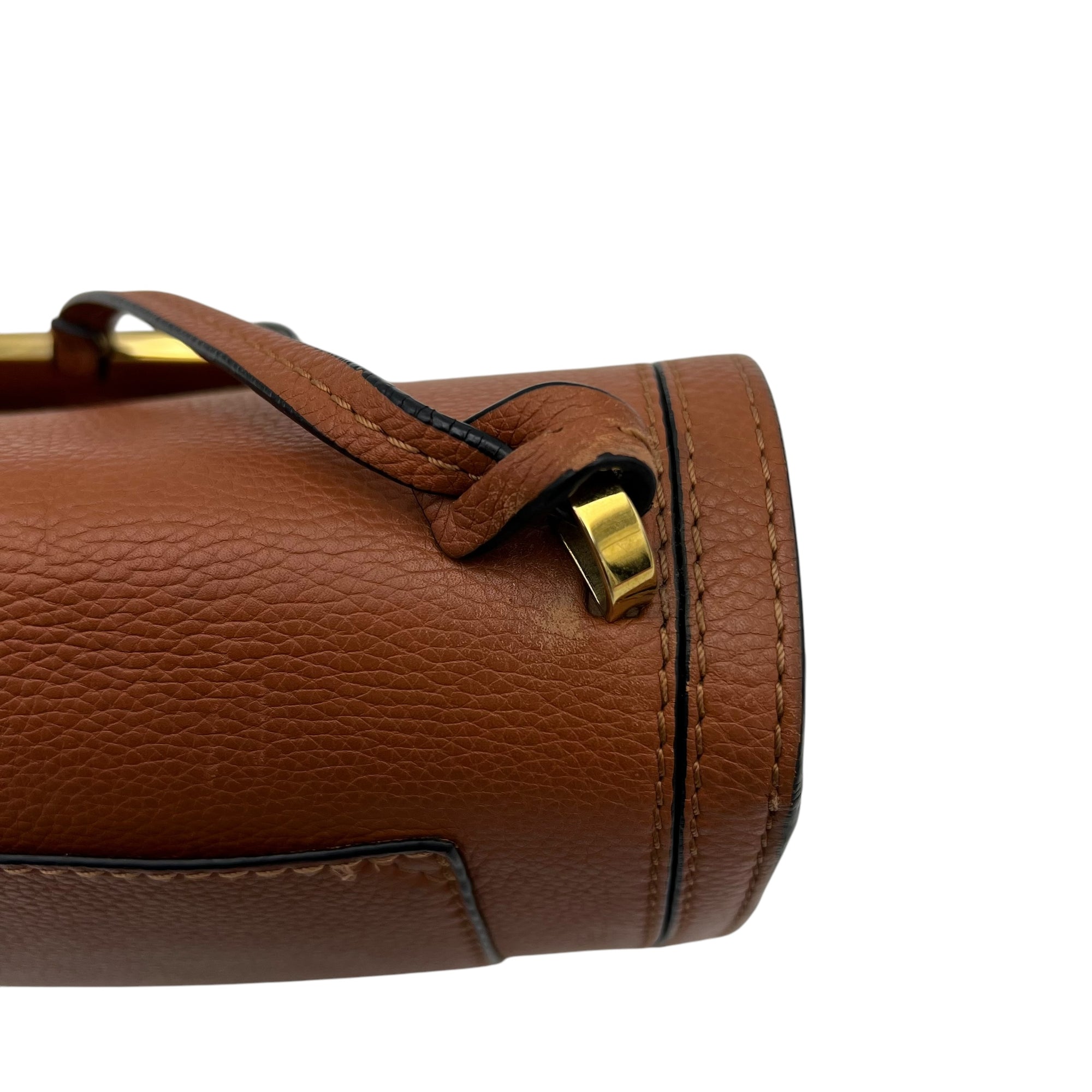 Barcelona Crossbody Bag Brown in Calfskin, Gold hardware - Image 9