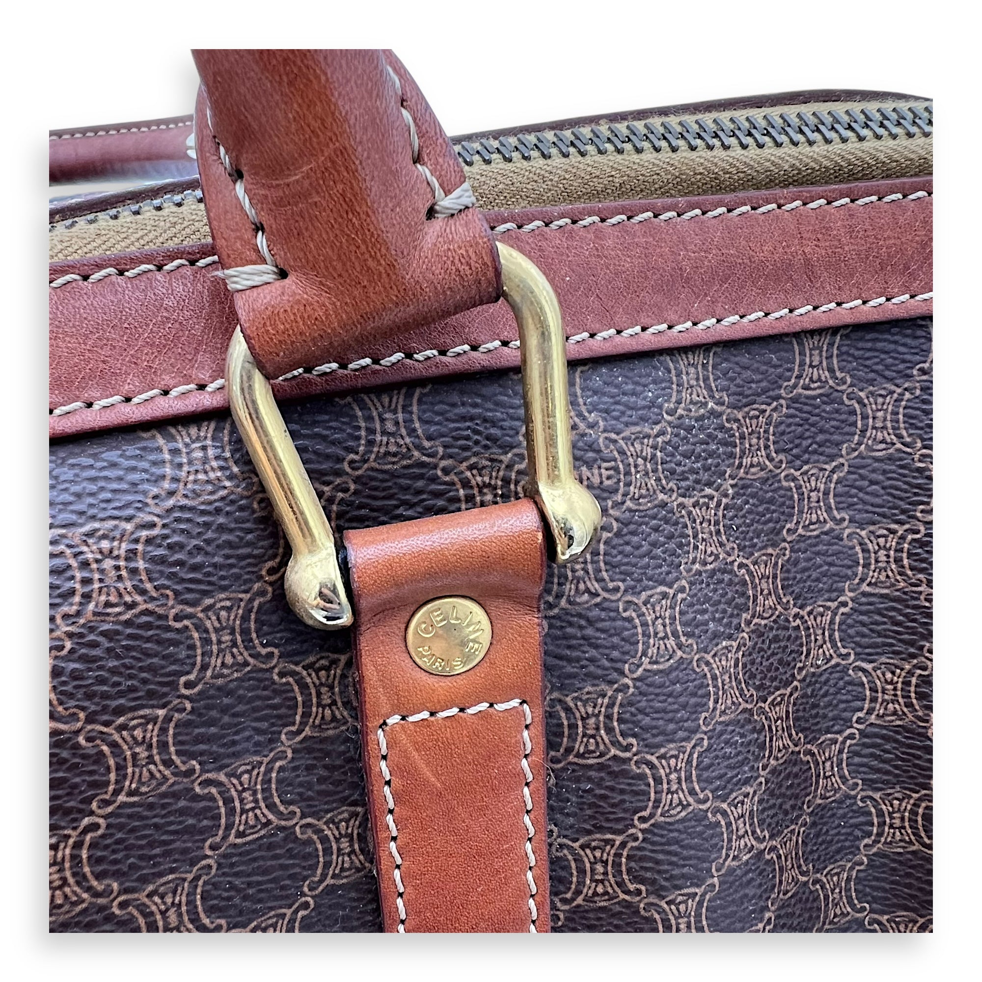 Macadam Top Handle Bag Brown in Coated Canvas, Gold hardware - Image 11