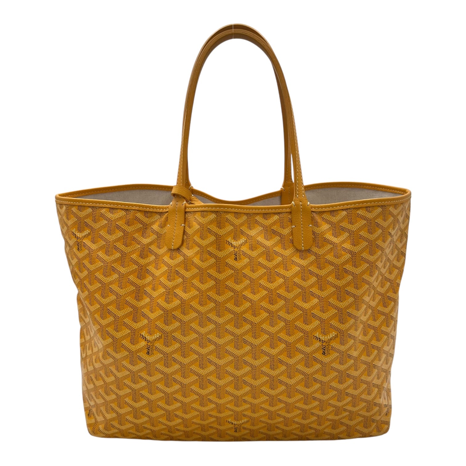 Saint Louis PM Yellow Tote Bag in Coated Canvas, Silver hardware