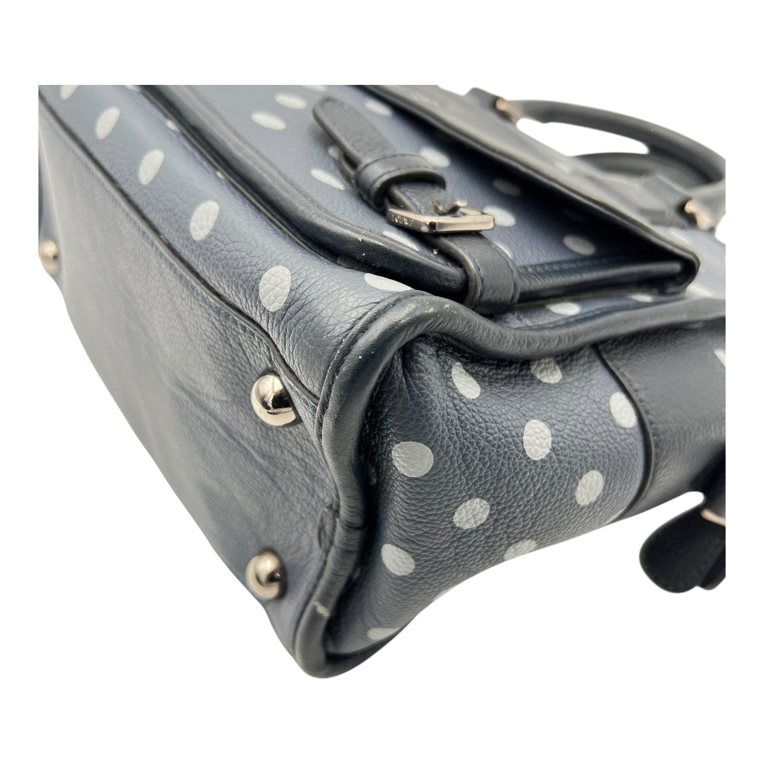 Cruz Two Way Bag Blue Top Handle Bag in Calfskin, Silver hardware - Image 7