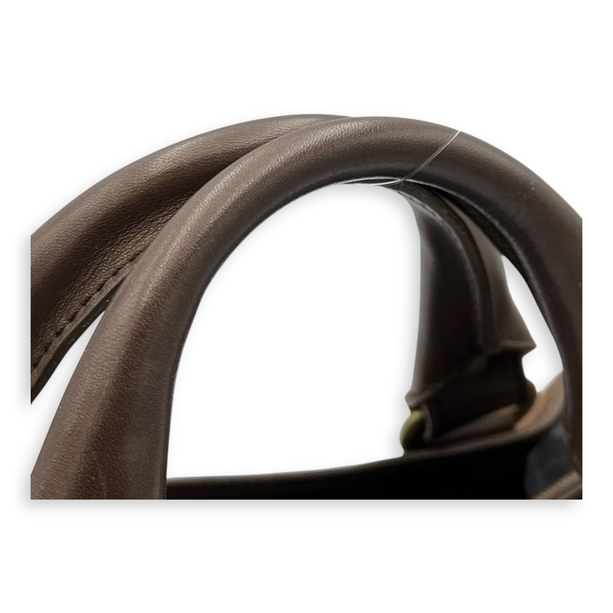 Boogie Top Handle Bag Brown in Suede Leather, Gold hardware - Image 9