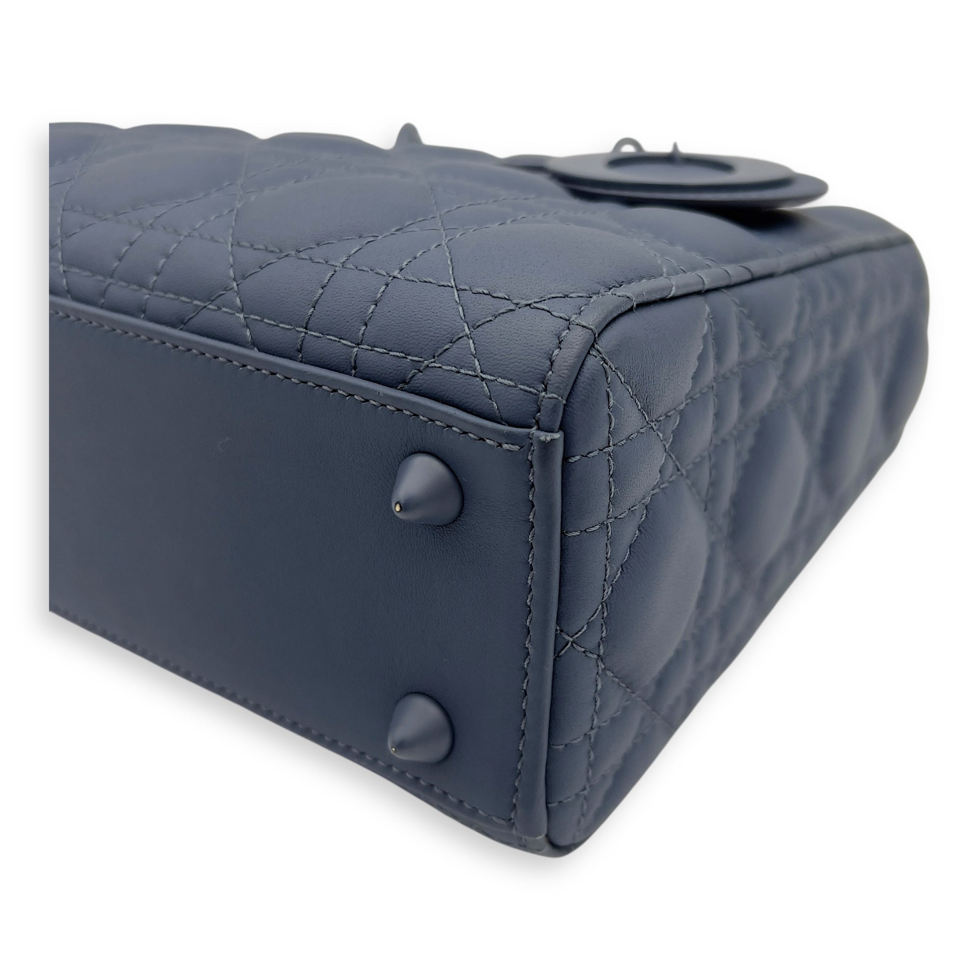 Lady Dior Top Handle Bag Small Ultramatte in Lambskin, Lacquered Metal hardware - Image 7