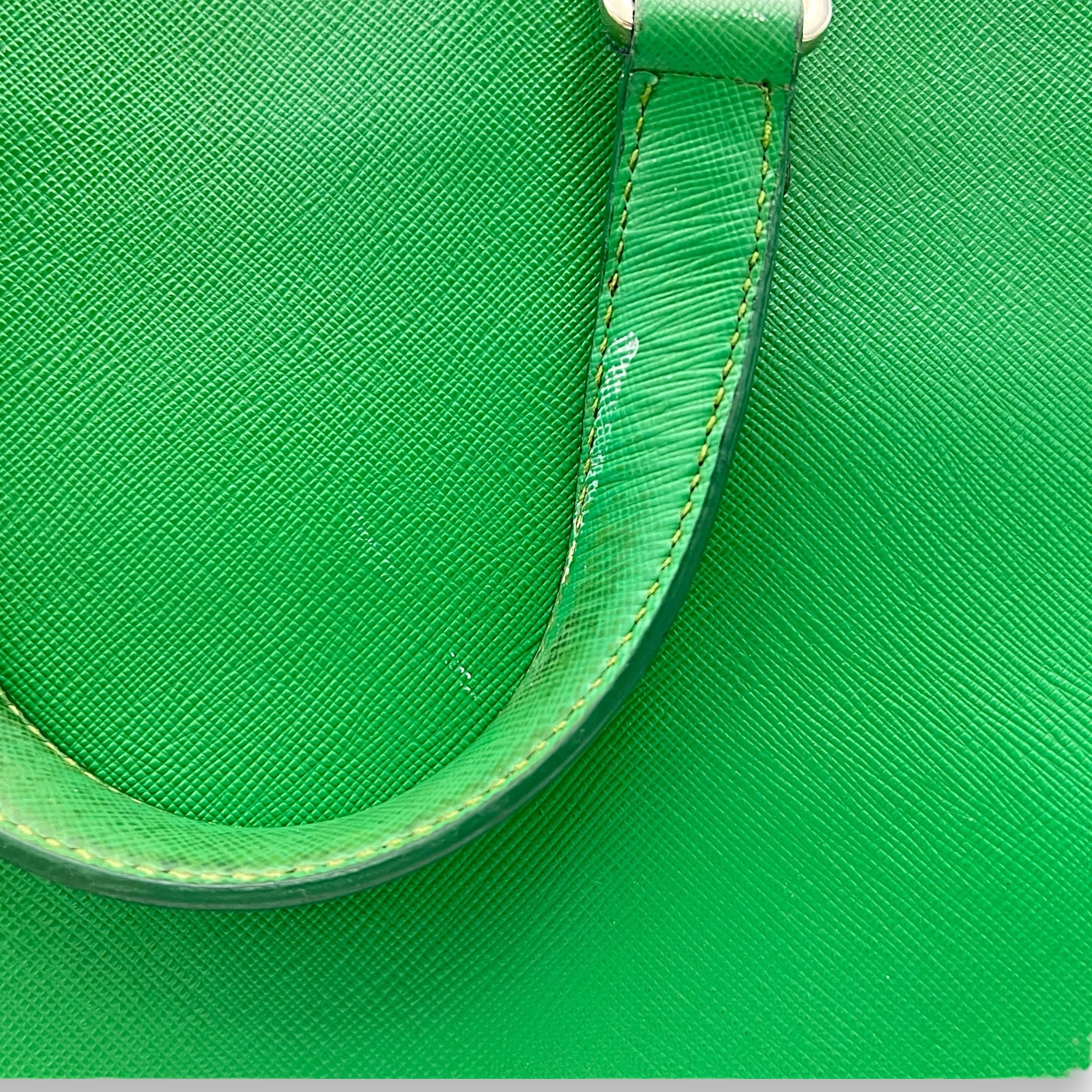 Logo Briefcase Green in Saffiano Leather, Silver hardware - Image 9