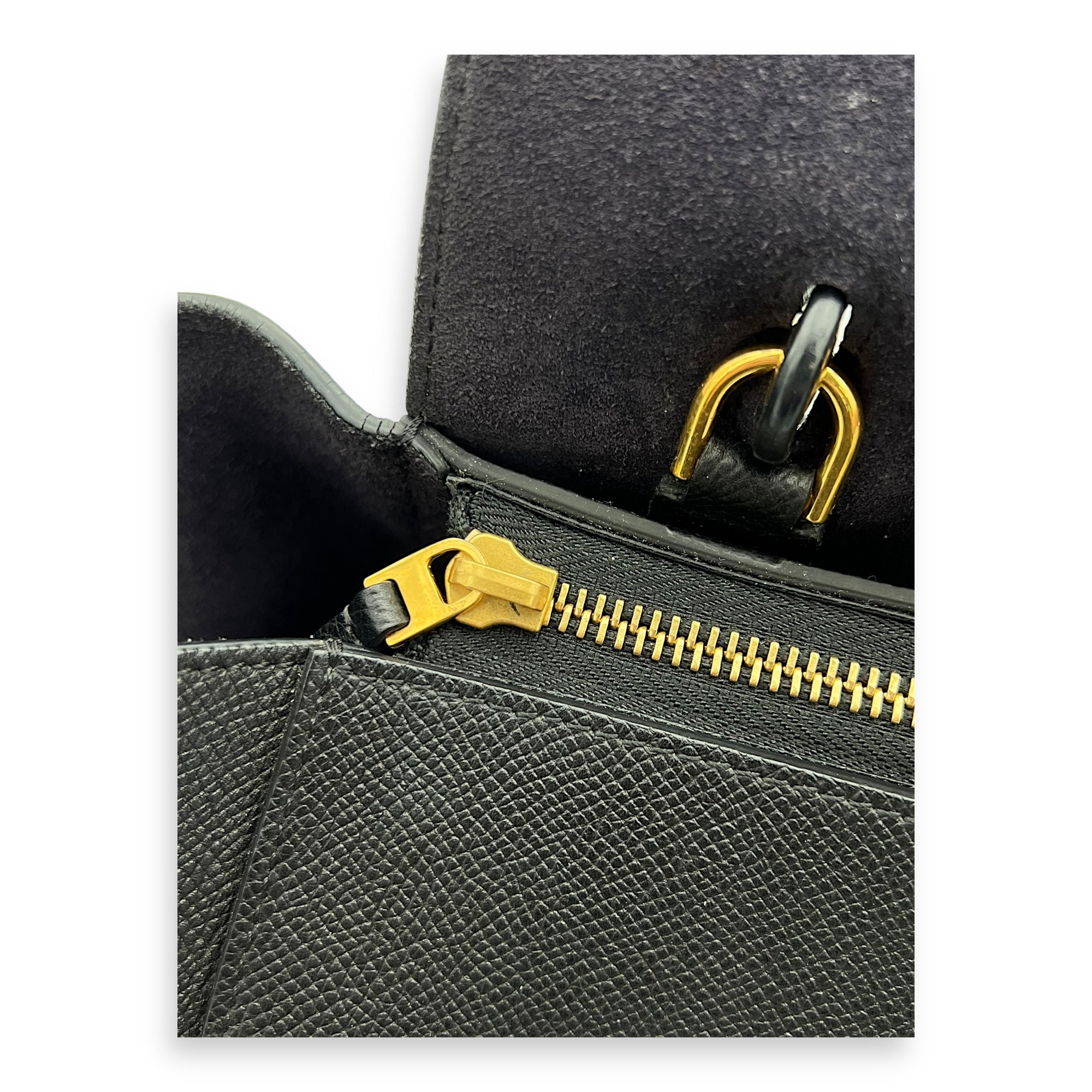 Belt bag Top Handle Bag Mini Black in Calfskin, Gold hardware - Image 8