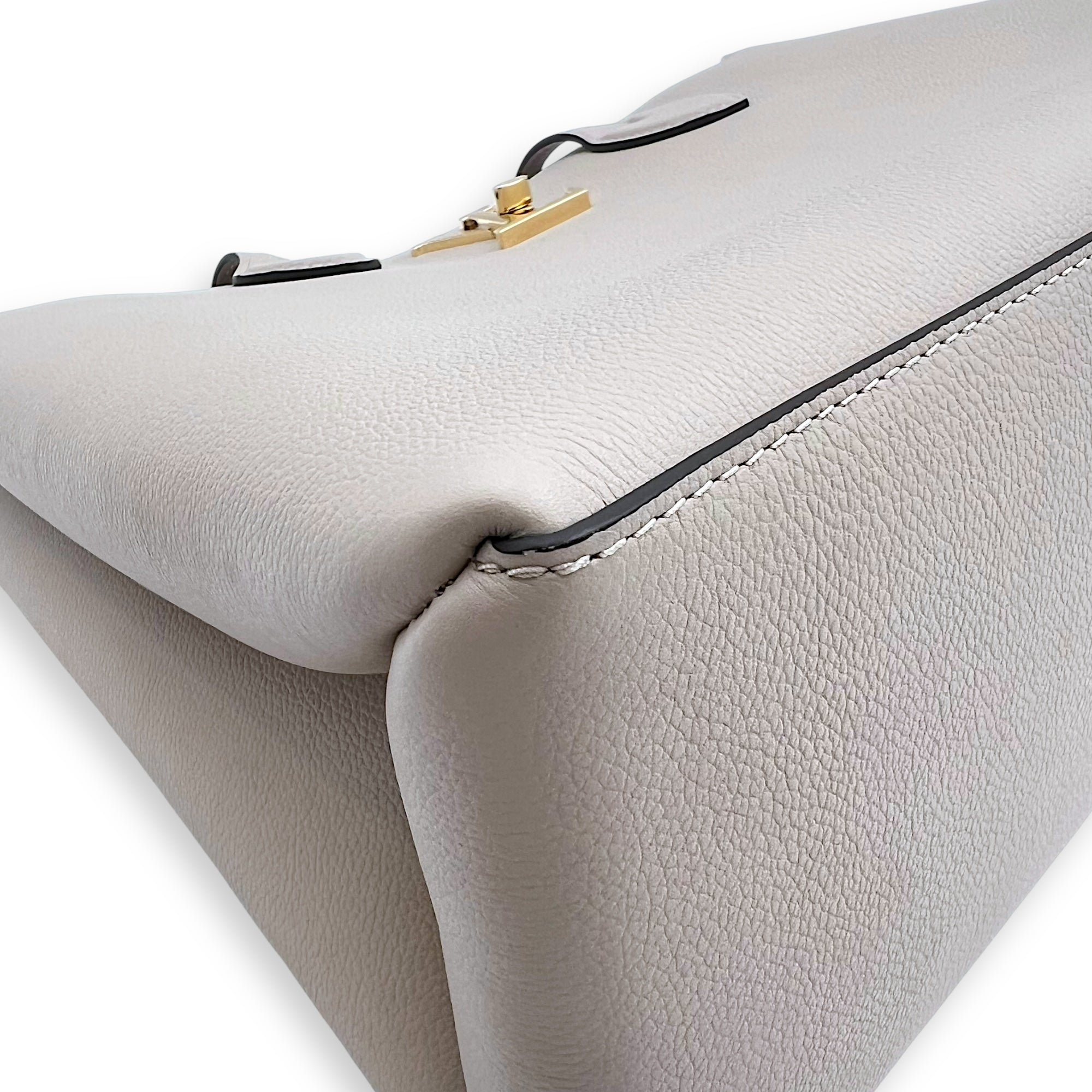 Lock Me Beige Tote Bag in Taurillon Leather, Gold hardware - Image 9