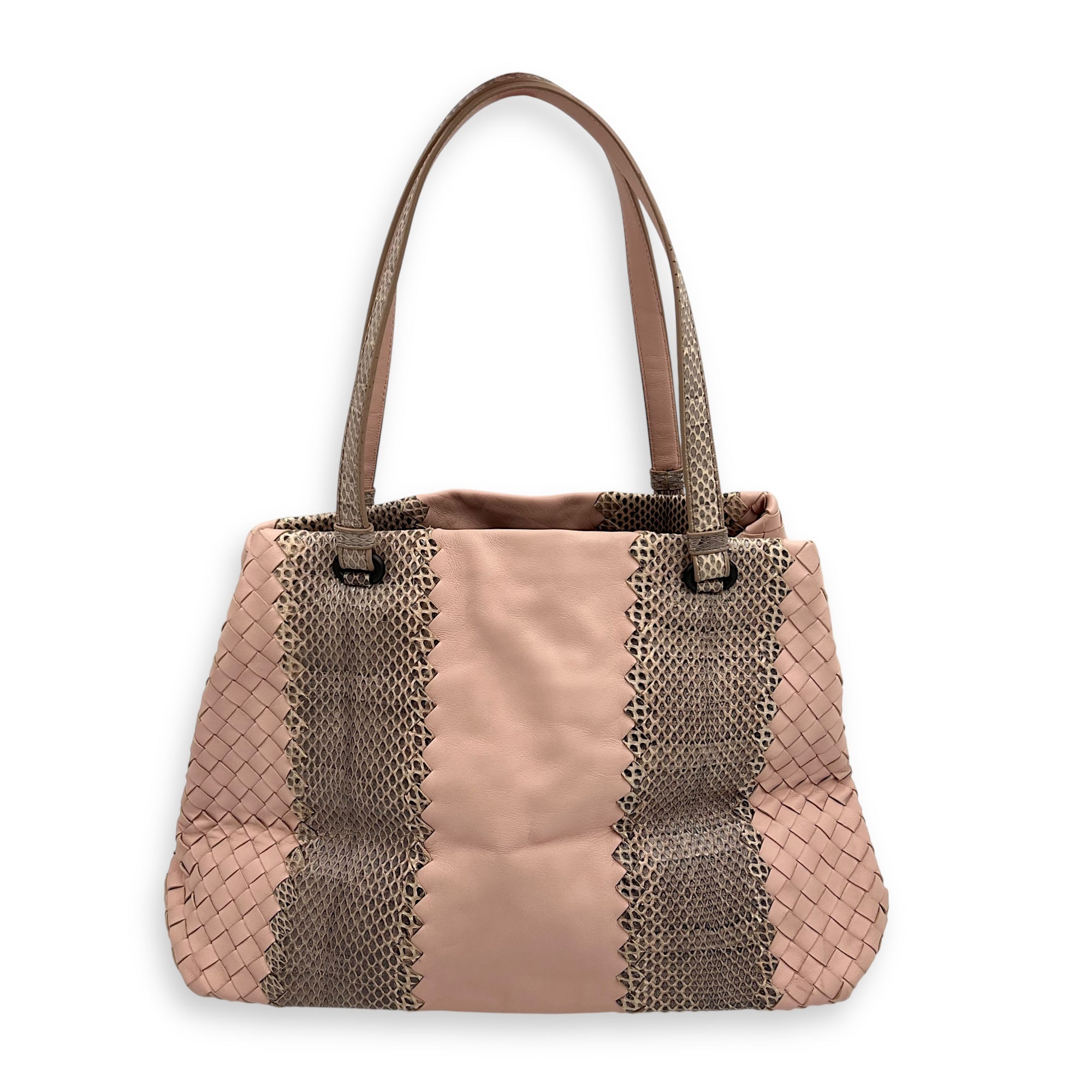 Intrecciato Top Handle Bag Pink in Lambskin, Gunmetal hardware - Image 7