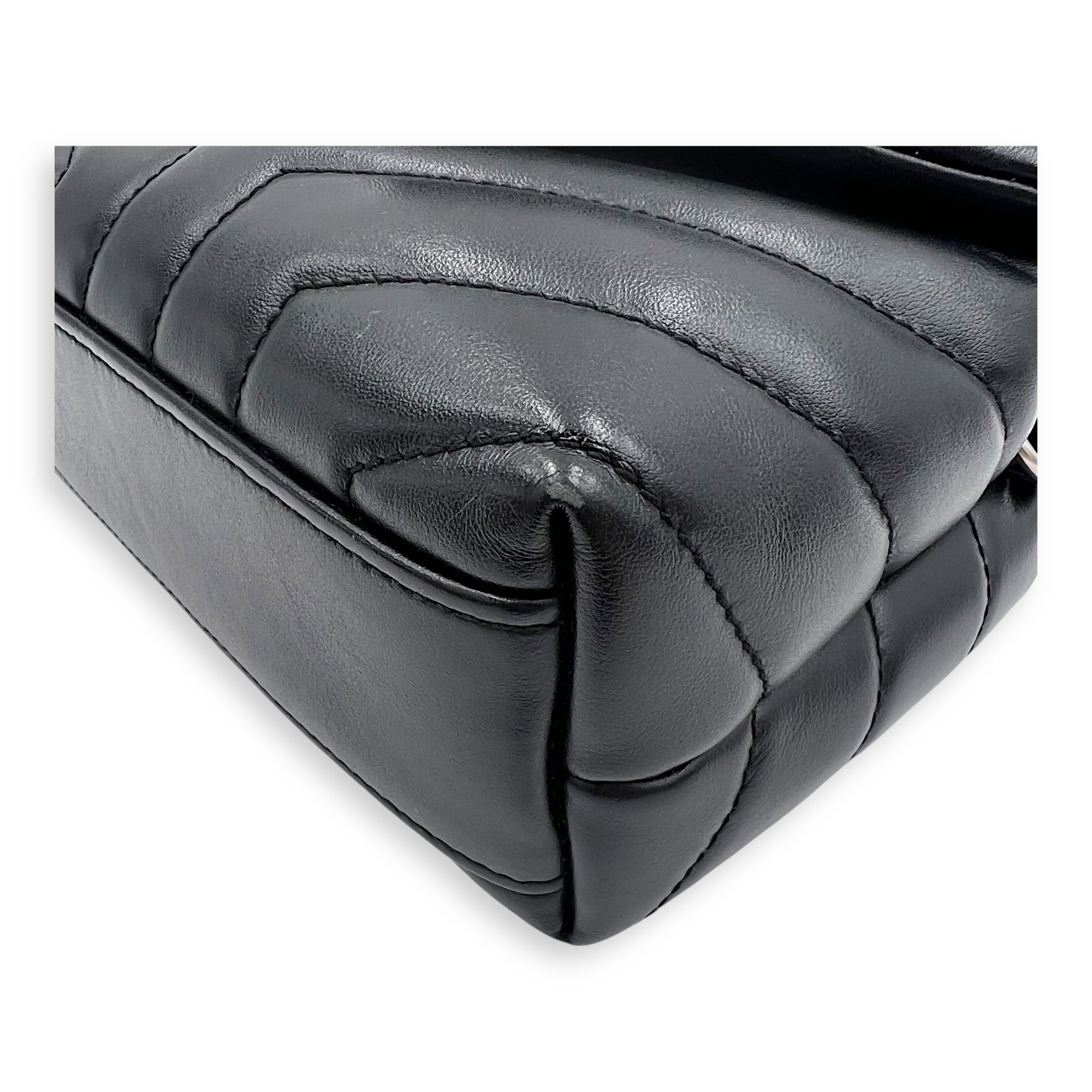 Loulou Toy Black Crossbody Bag in Calfskin, Silver hardware - Image 11