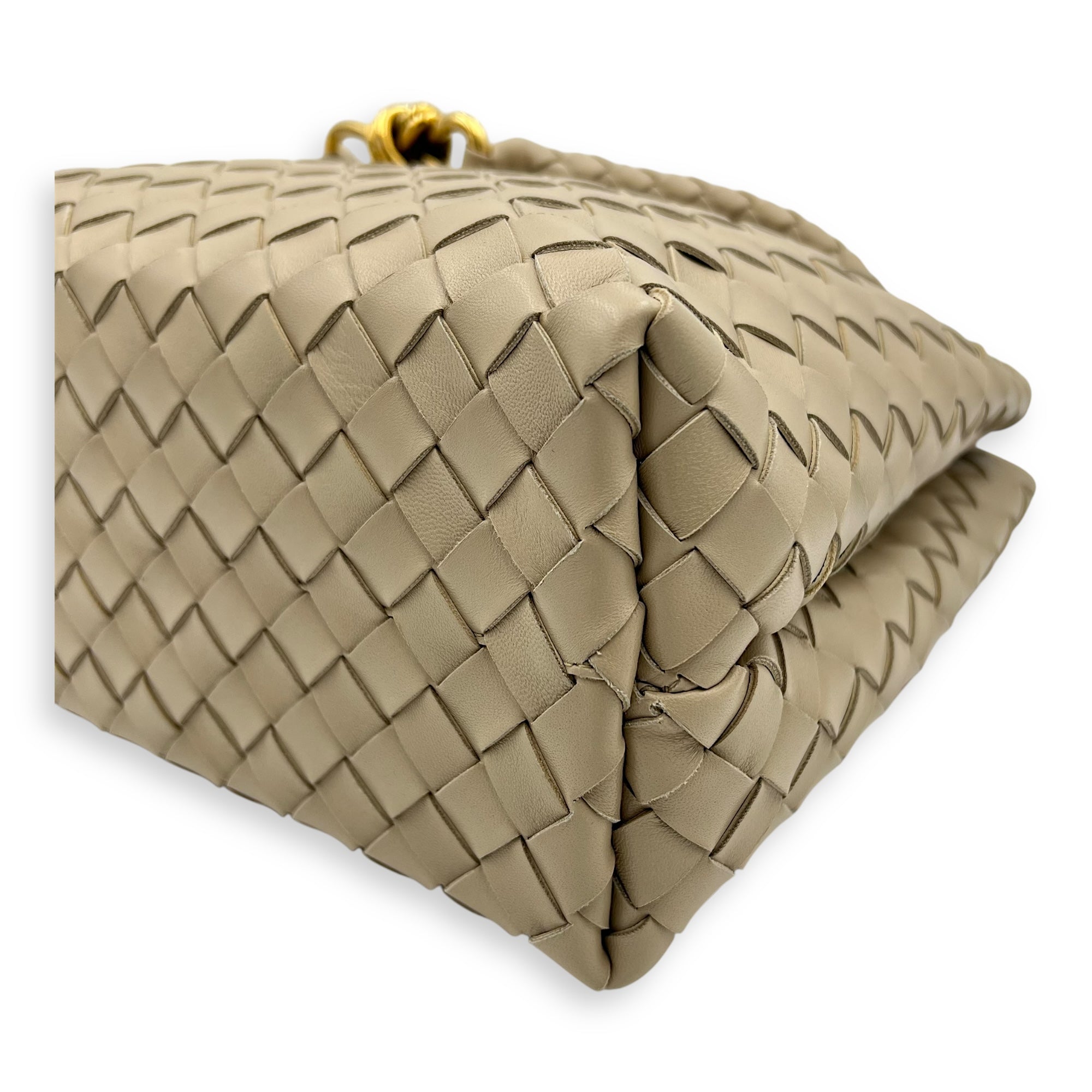 Andiamo Medium Beige Top Handle Bag in Calfskin, Gold hardware - Image 9