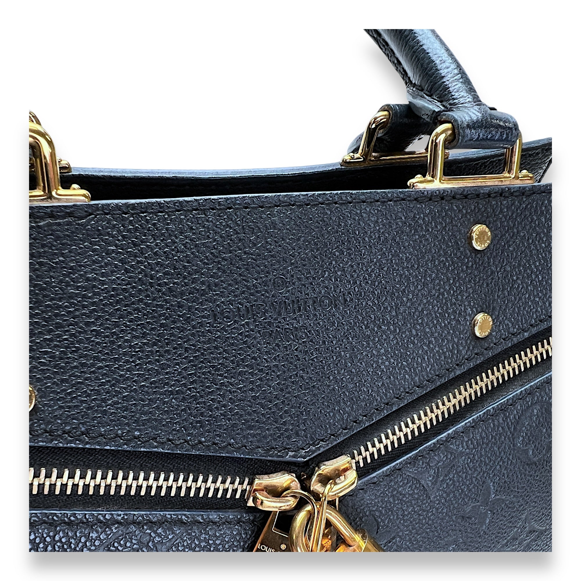 Sully PM Black Top Handle Bag in Monogram Empreinte Leather, Gold hardware - Image 10