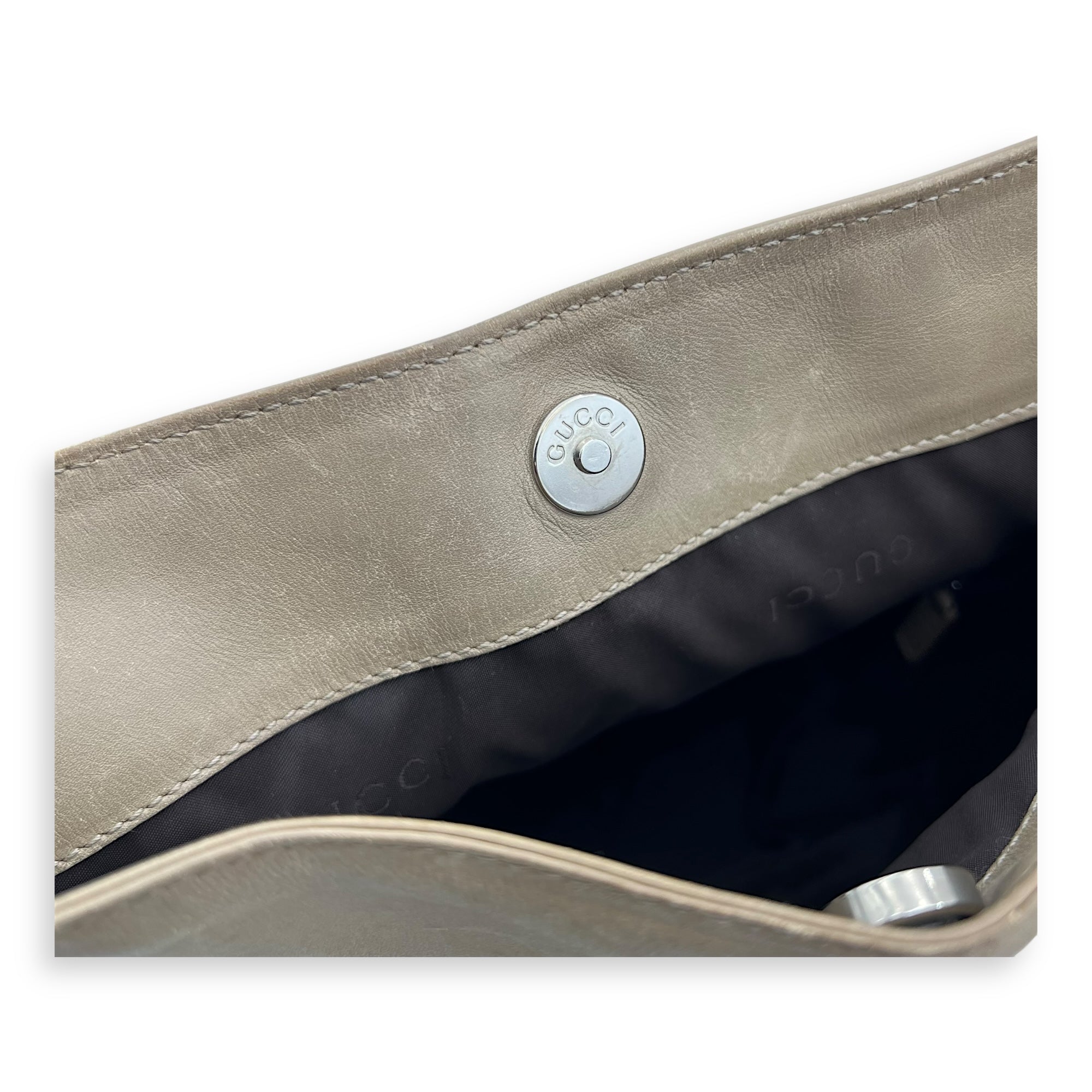 Bamboo Top Handle Bag Beige in Calfskin, Silver hardware - Image 18