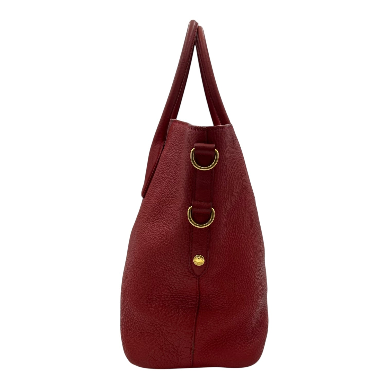 Logo Top Handle Bag Red in Calfskin, Gold hardware - Image 5