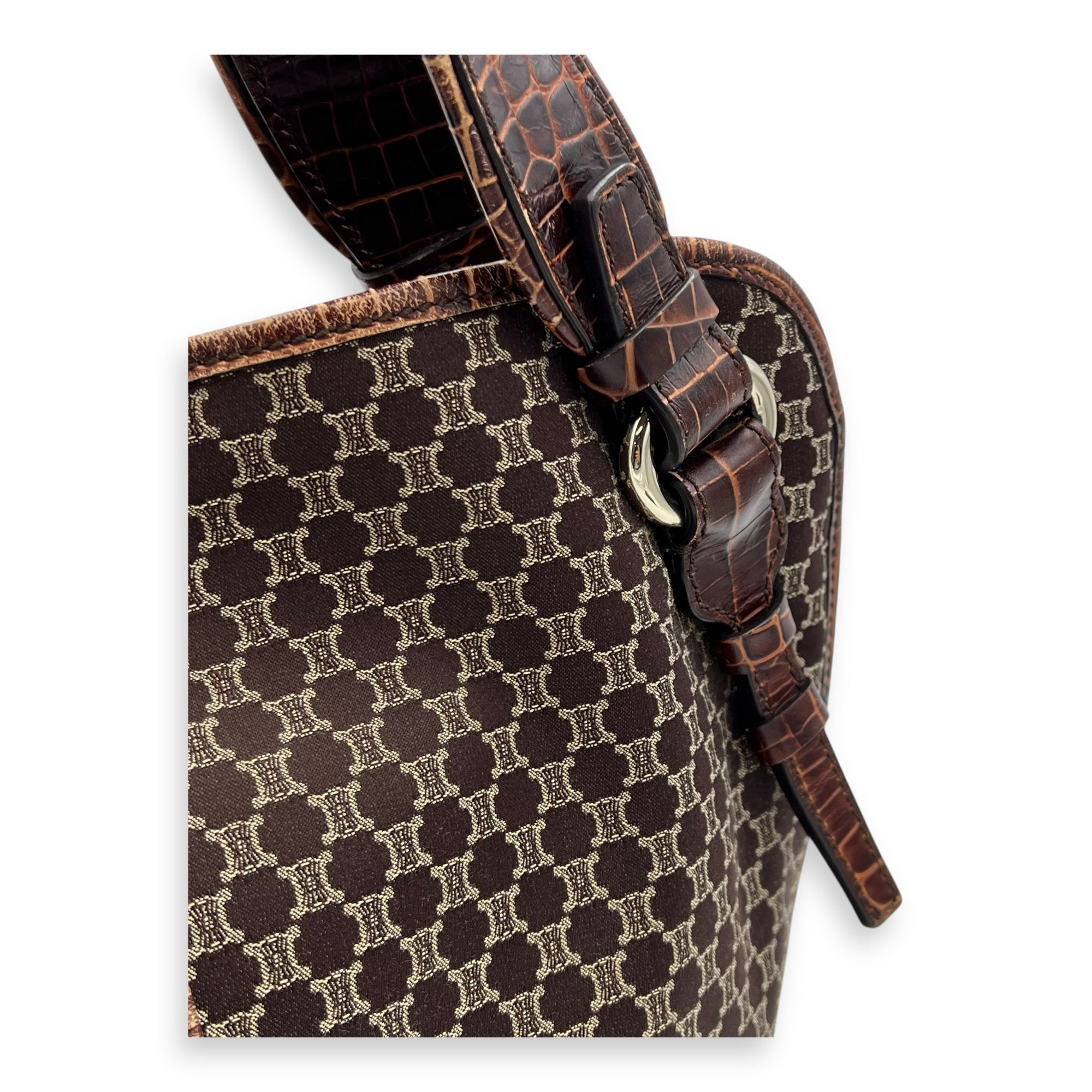 Bittersweet Brown Tote Bag in Canvas, Gold hardware - Image 10