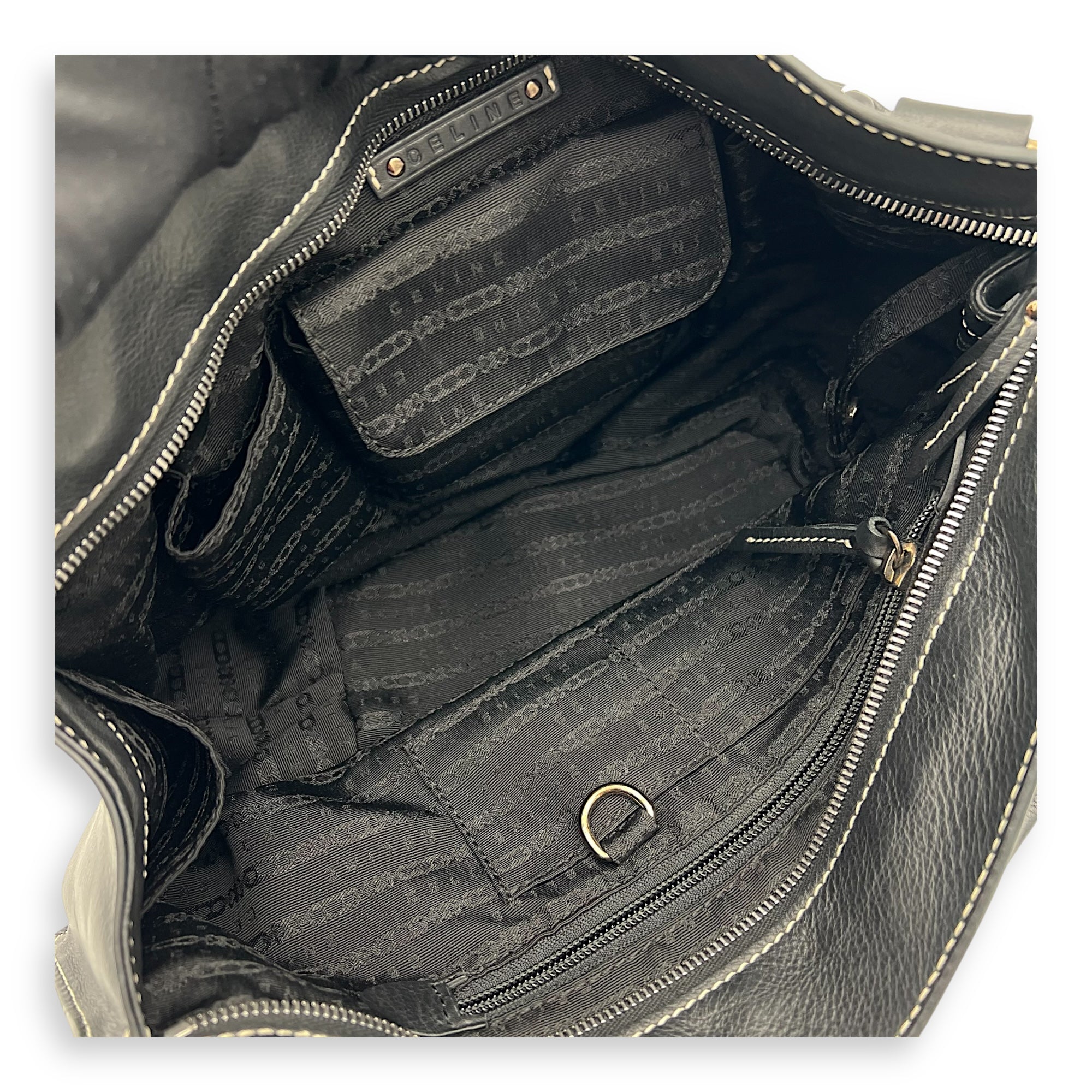 Bittersweet Black Top Handle Bag in Calfskin, Silver hardware - Image 7