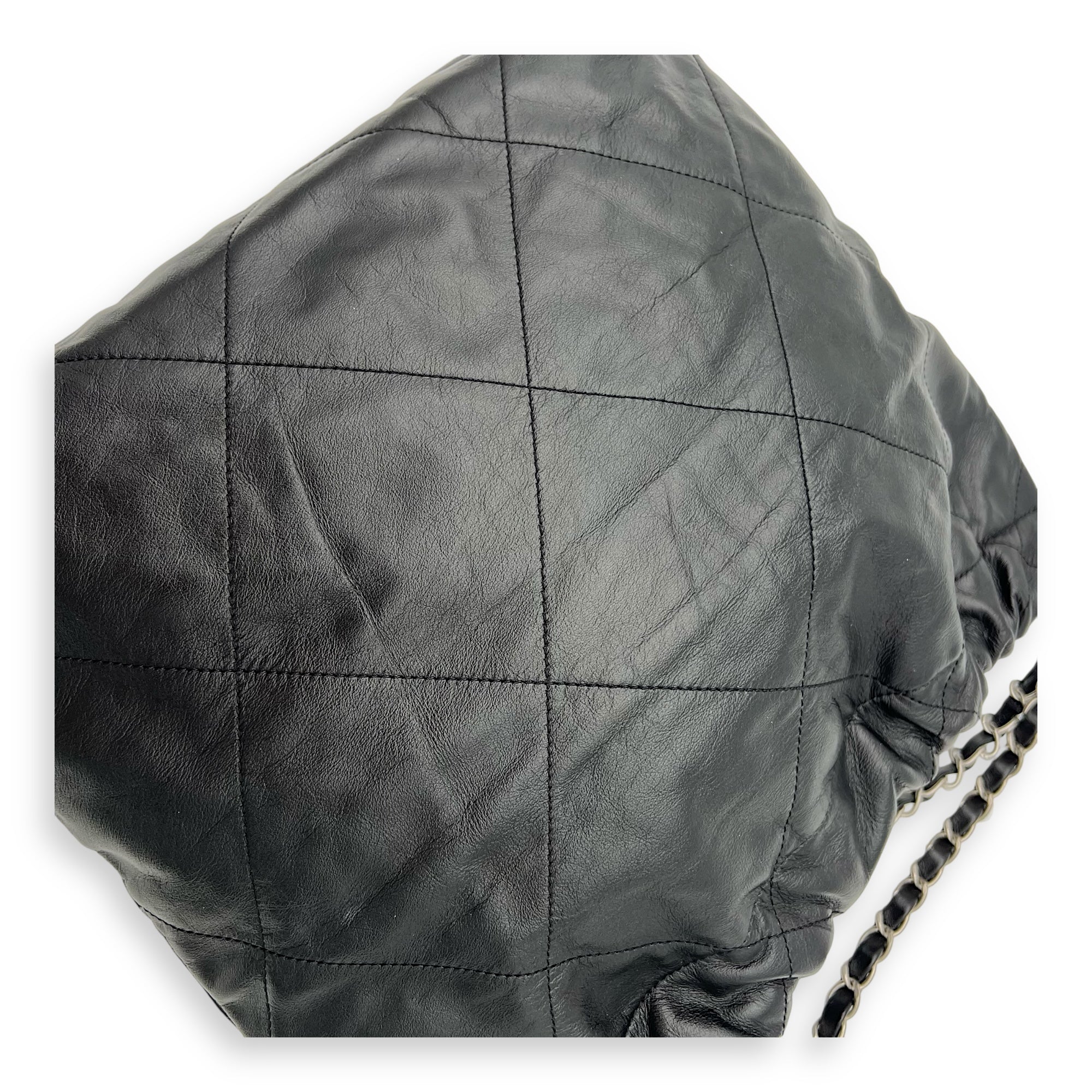 22 Tote Shoulder Bag Small Black in Calfskin, Silver hardware - Image 8