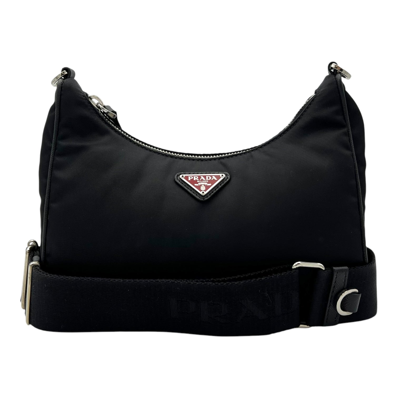 Re-Nylon Crossbody Bag Black in Re-Nylon, Silver hardware - Image 11