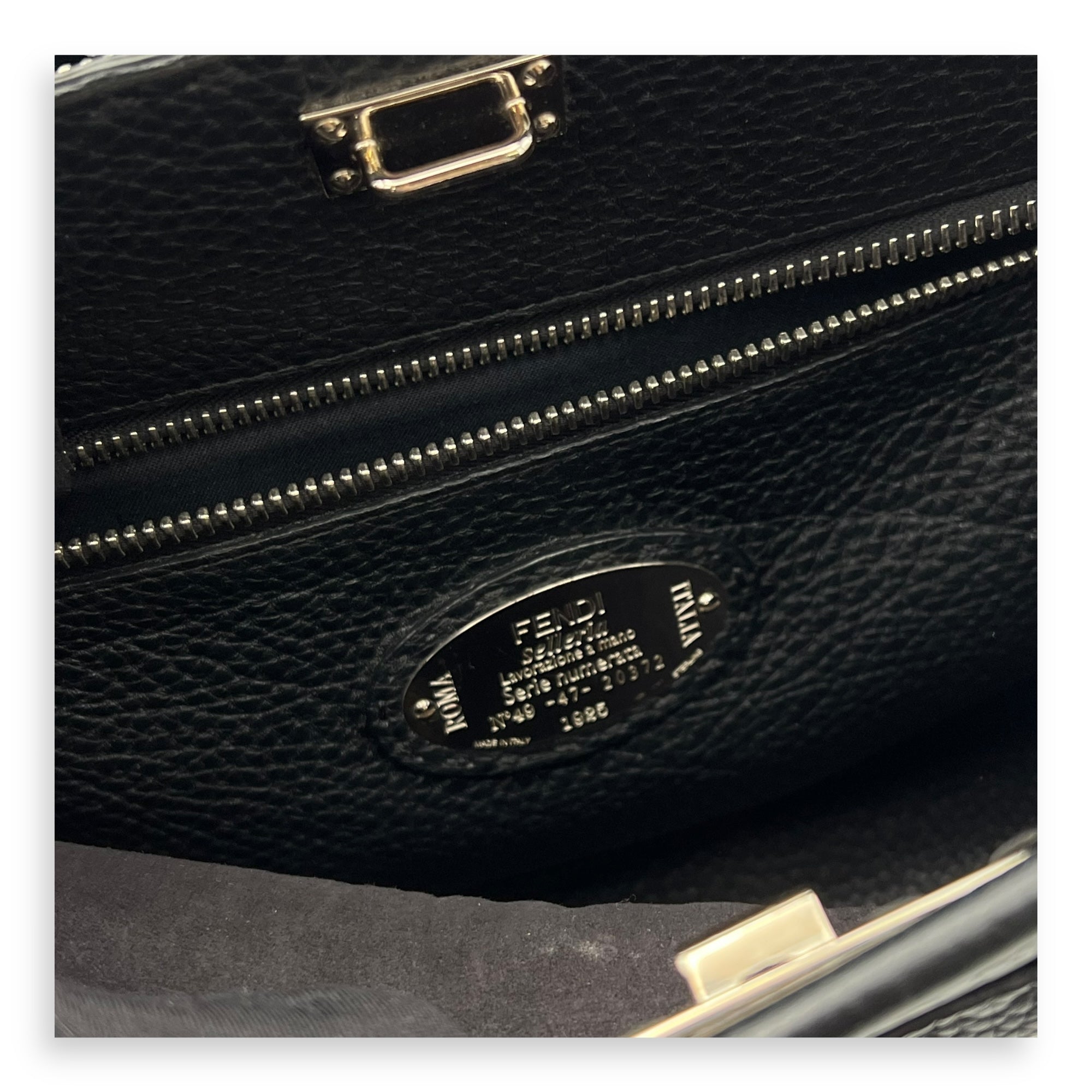 Peekaboo Top Handle Bag Black in Calfskin, Silver hardware - Image 11