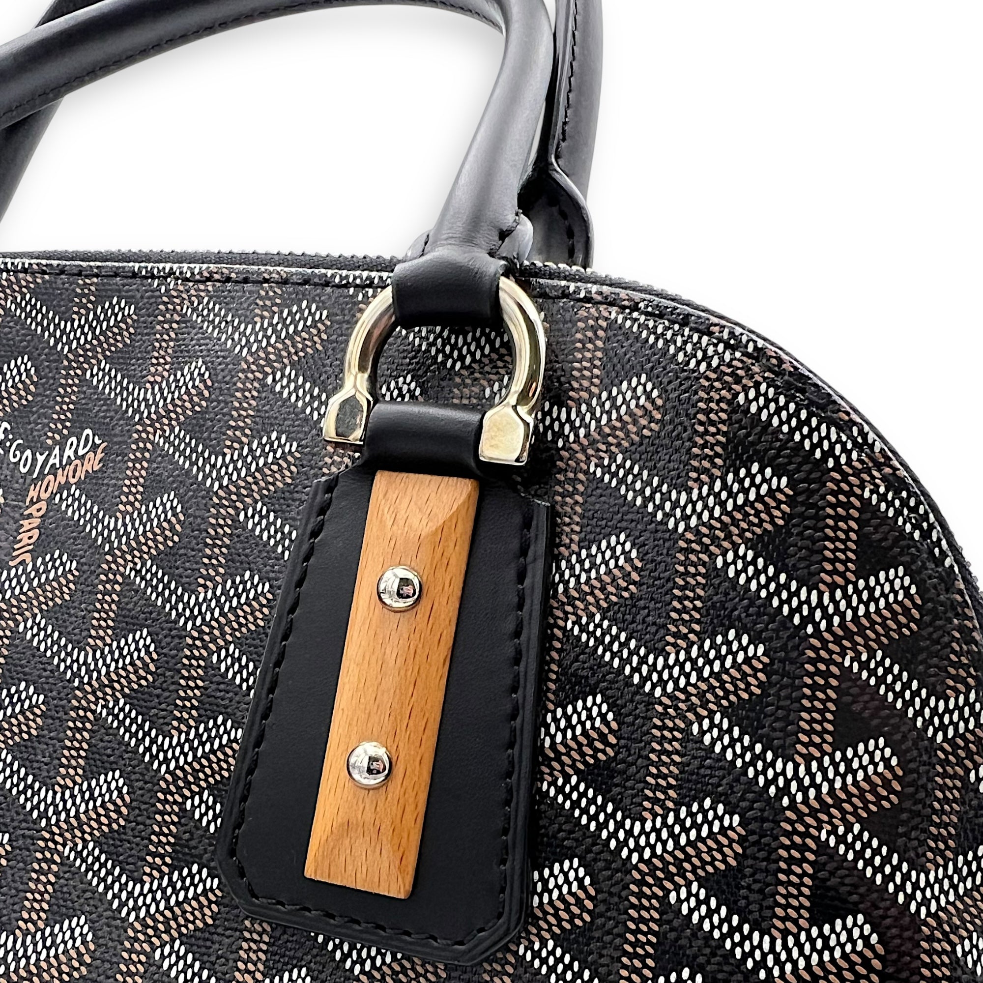 Vendome Top Handle Bag Black in Coated Canvas, Silver hardware - Image 11