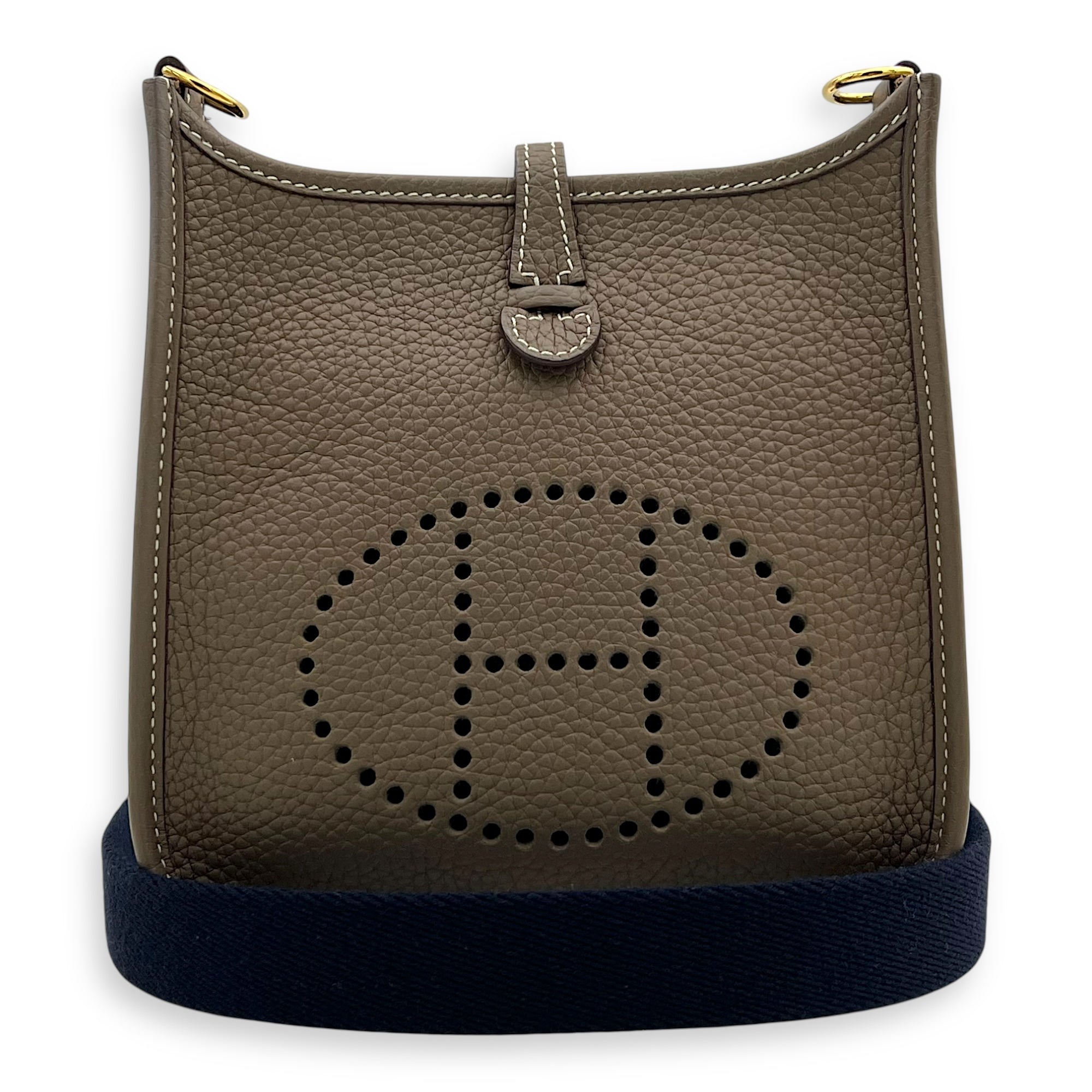 Evelyne TPM Etoupe Crossbody Bag in Clemence, Gold hardware - Image 11