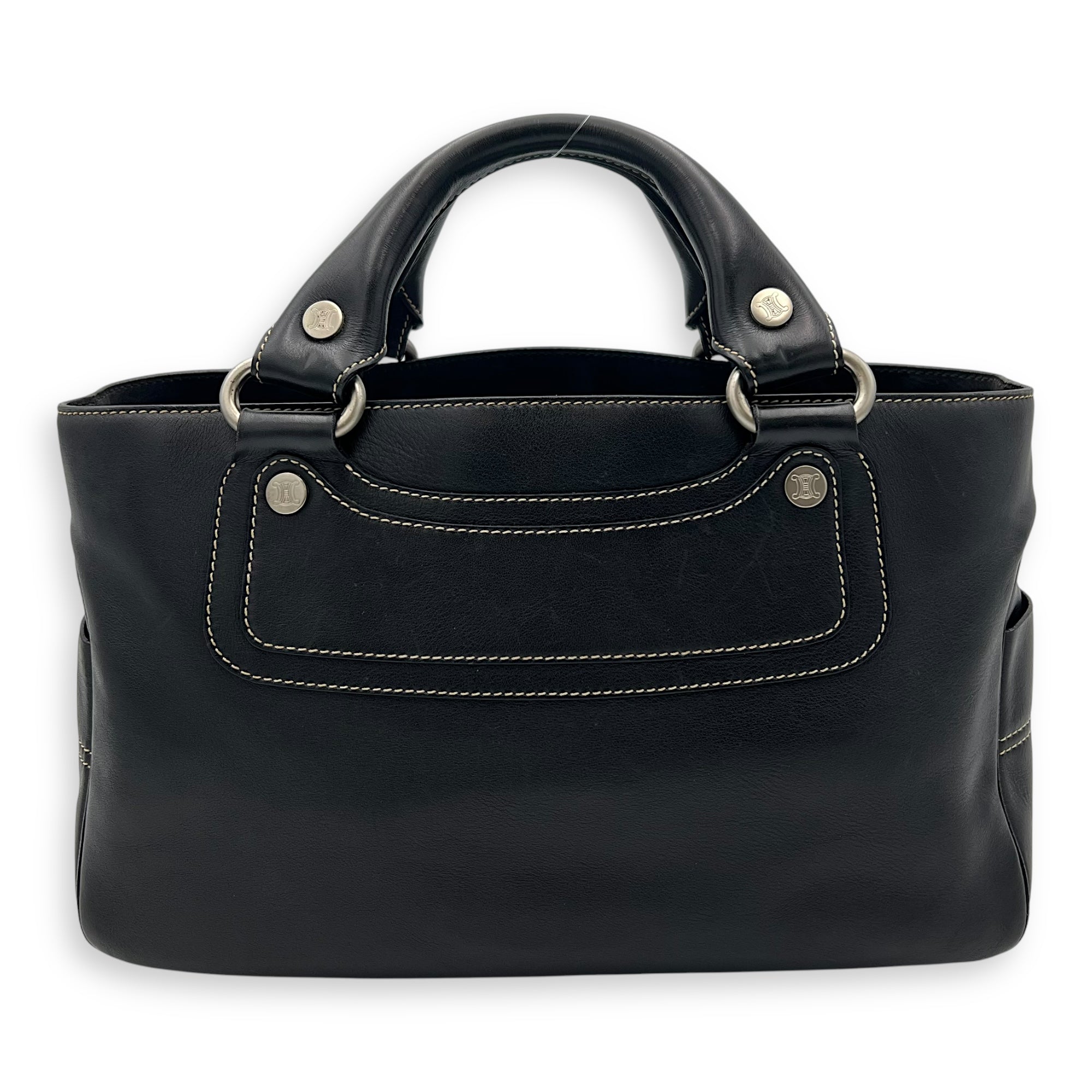 Boogie Black Top Handle Bag in Calfskin, Silver hardware - Image 3