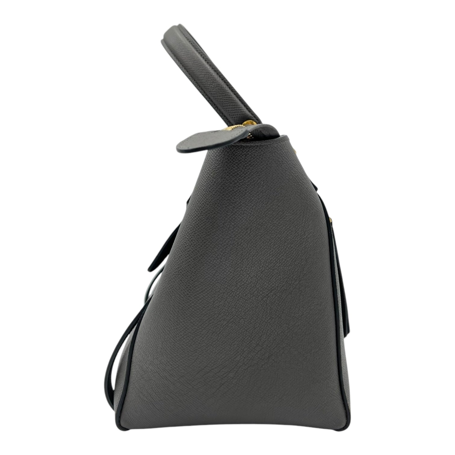 Belt Bag Mini Grey Top Handle Bag in Calfskin, Gold hardware - Image 5