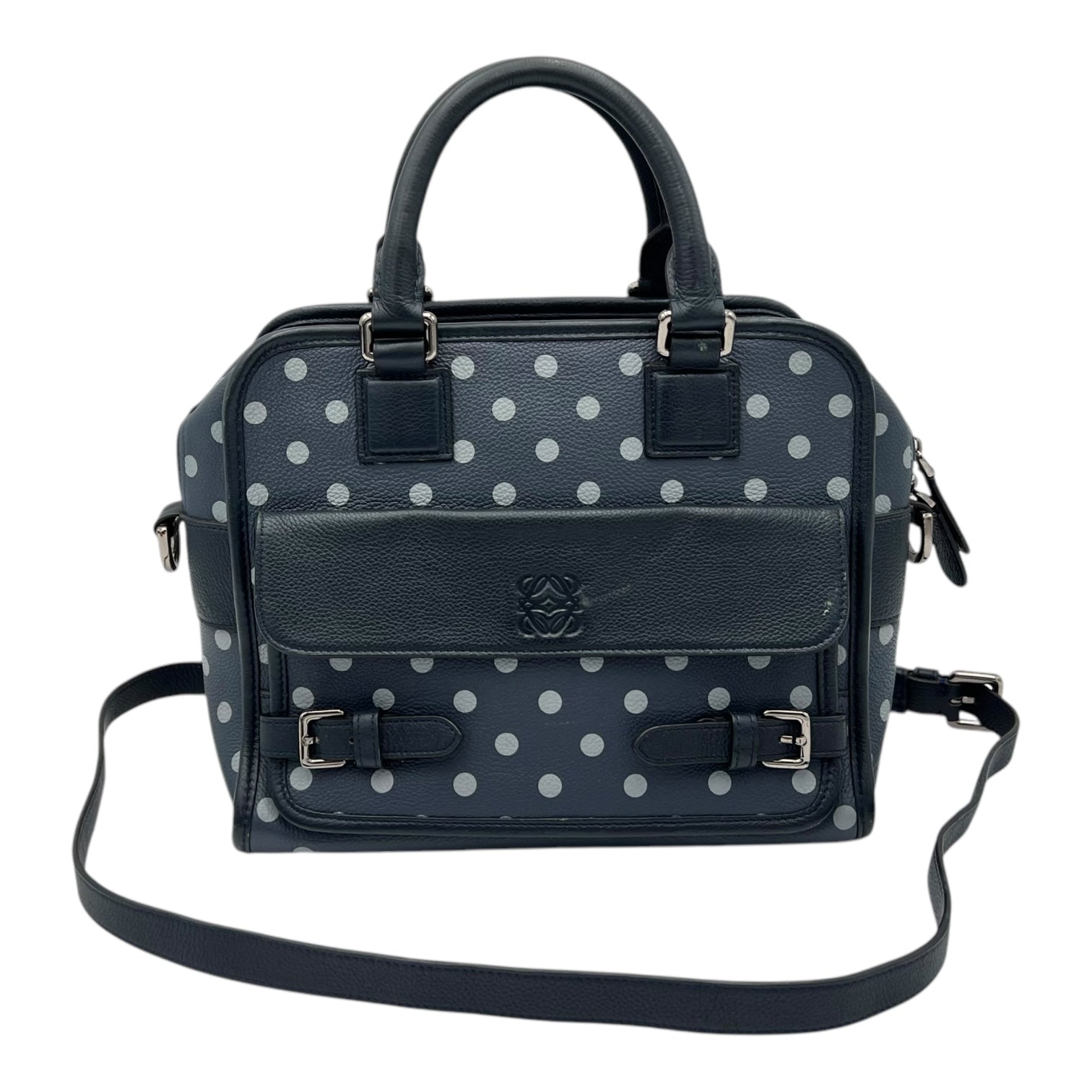 Cruz Two Way Bag Blue Top Handle Bag in Calfskin, Silver hardware - Image 10