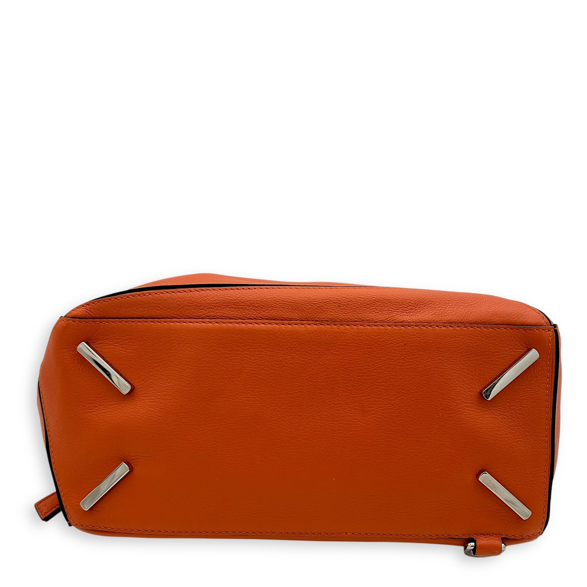 Puzzle Medium Orange Crossbody Bag in Calfskin, Silver hardware - Image 12