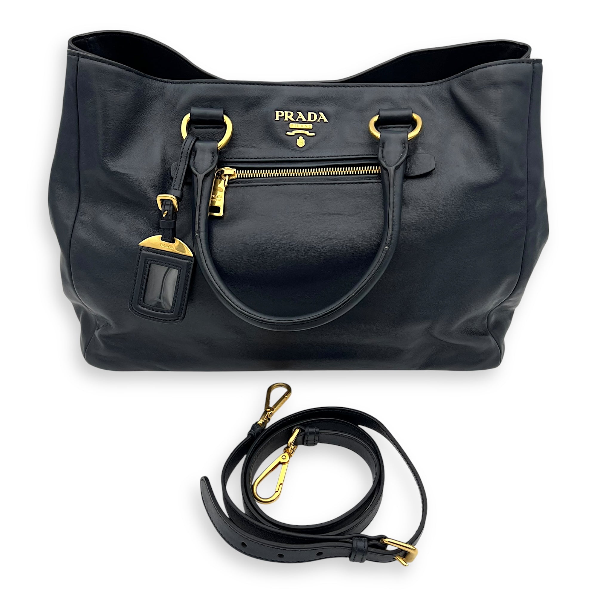 2 way bag Top Handle Bag Blue in Calfskin, Gold hardware - Image 12