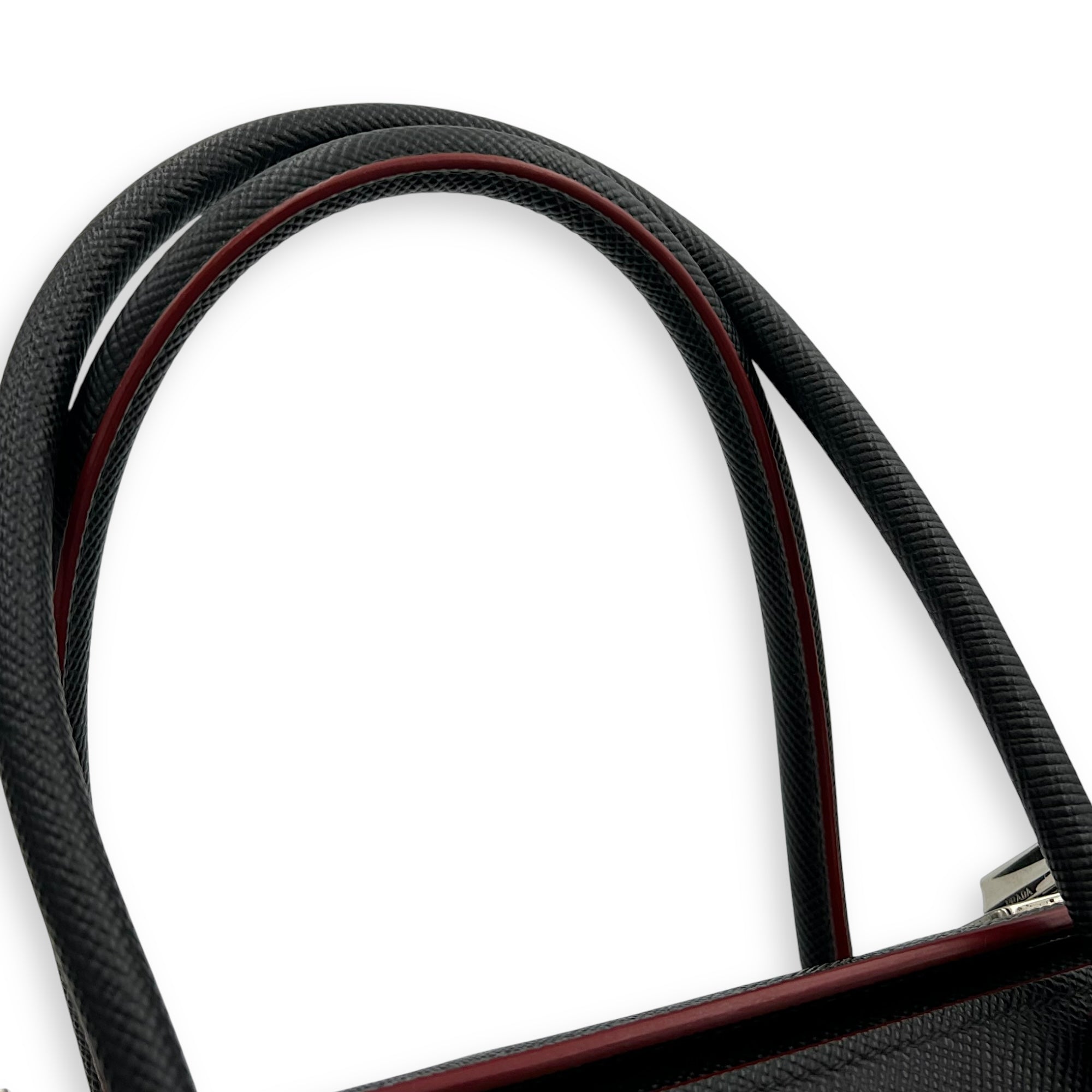 2 way turnlock bag Top Handle Bag Black in Saffiano Leather, Silver hardware - Image 13