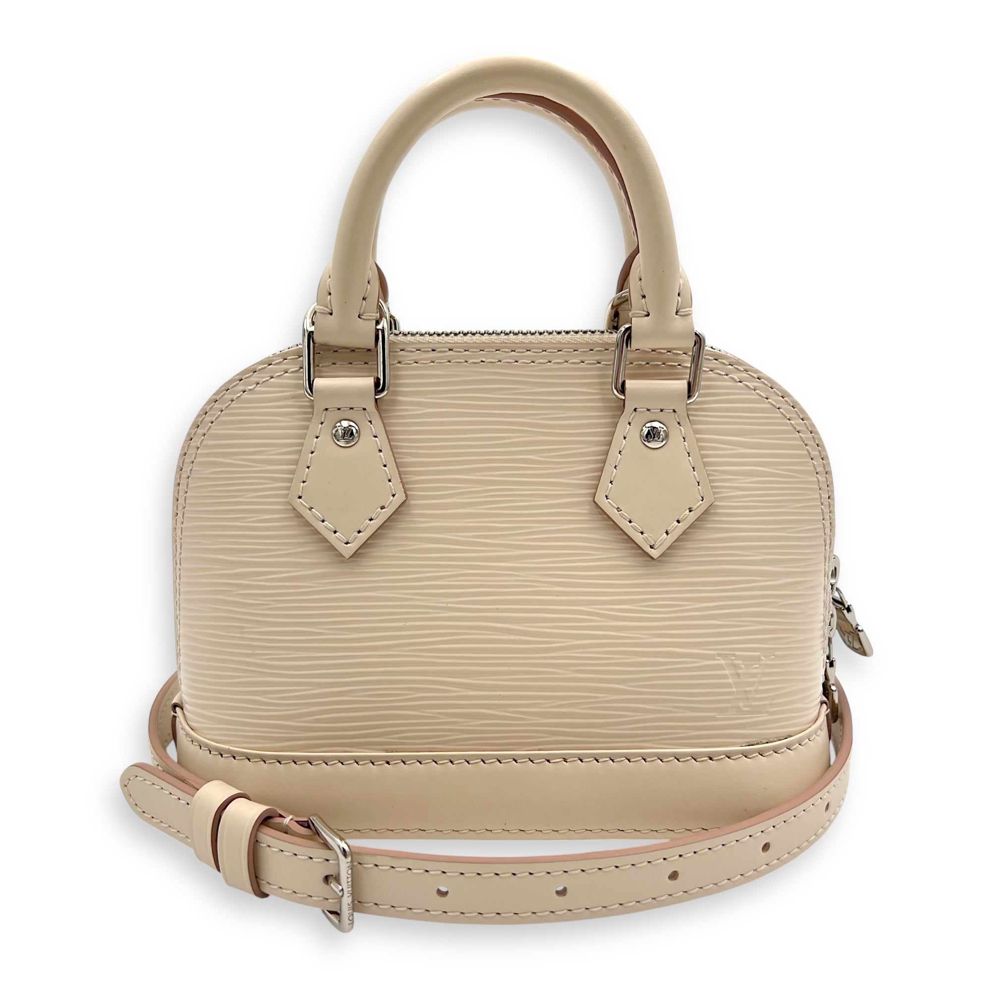 Alma Top Handle Bag Nano White in Epi Leather, Silver hardware - Image 12
