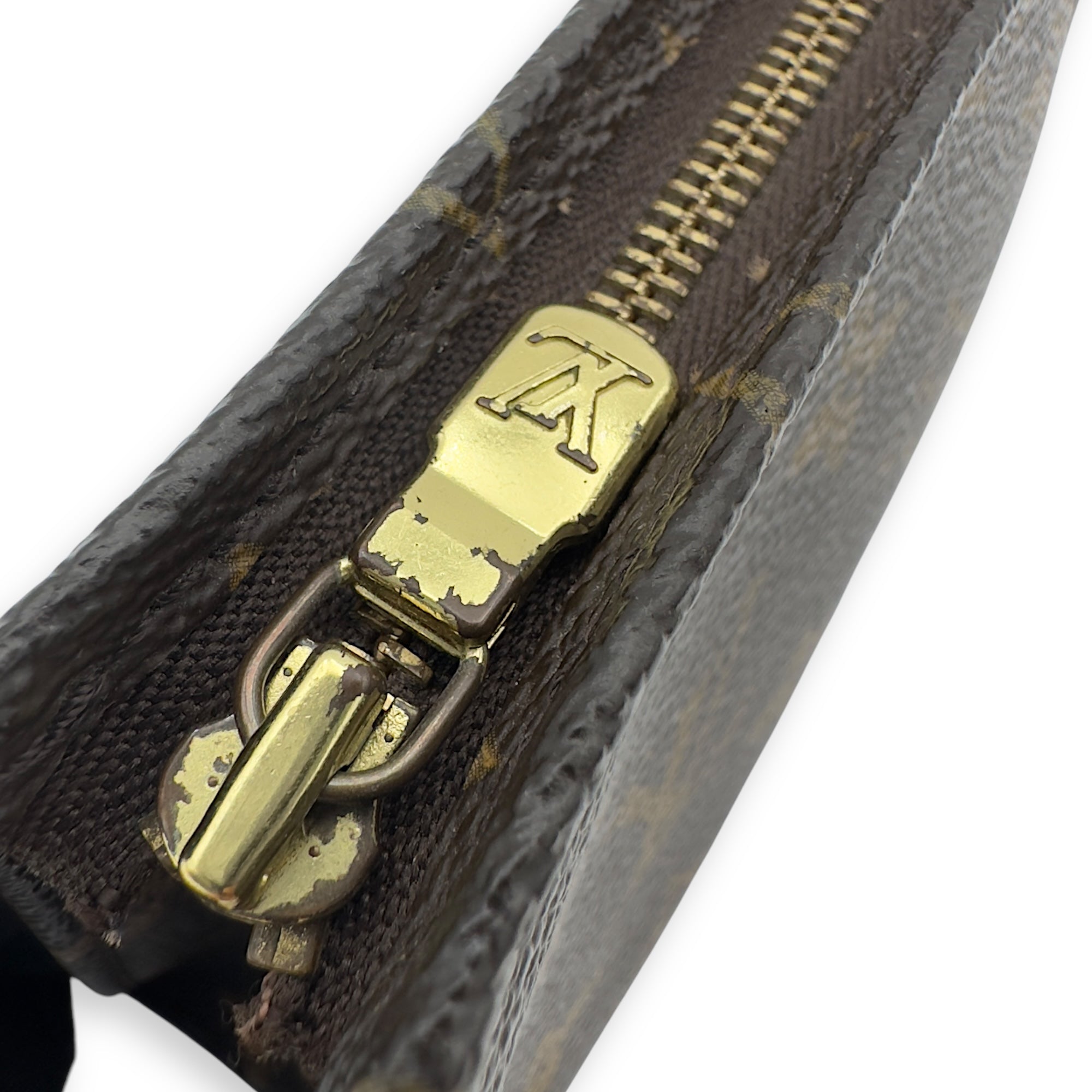 Pochette Pouch 15 Brown in Monogram Coated Canvas, Gold hardware - Image 11