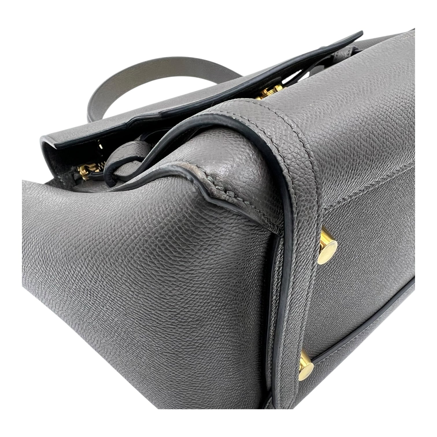 Belt Bag Mini Grey Top Handle Bag in Calfskin, Gold hardware - Image 8