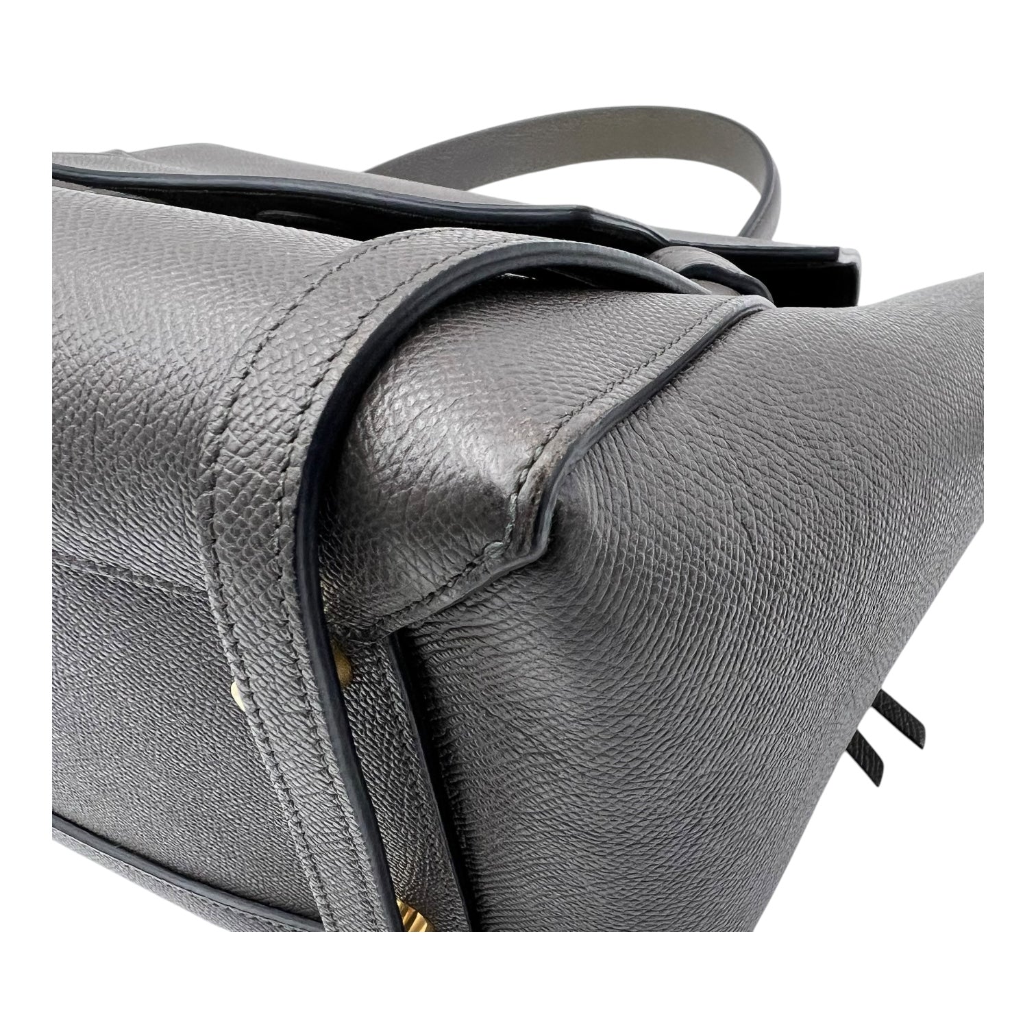 Belt Bag Mini Grey Top Handle Bag in Calfskin, Gold hardware - Image 9