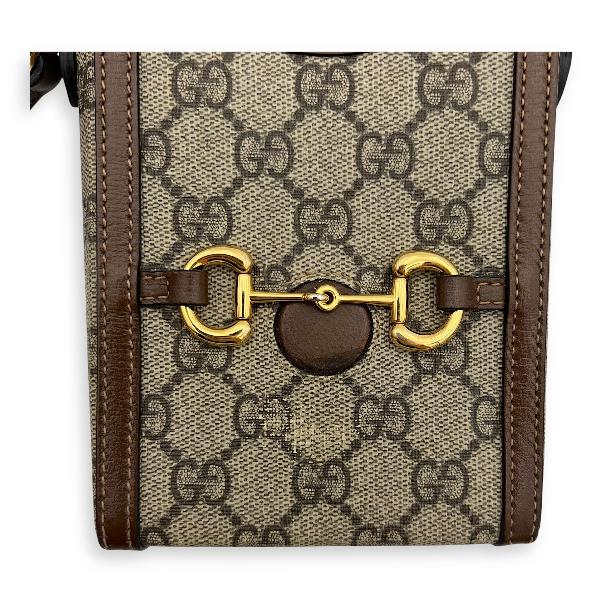 Horsebit 1955 Shoulder Bag Brown in Monogram Coated Canvas, Gold hardware - Image 12