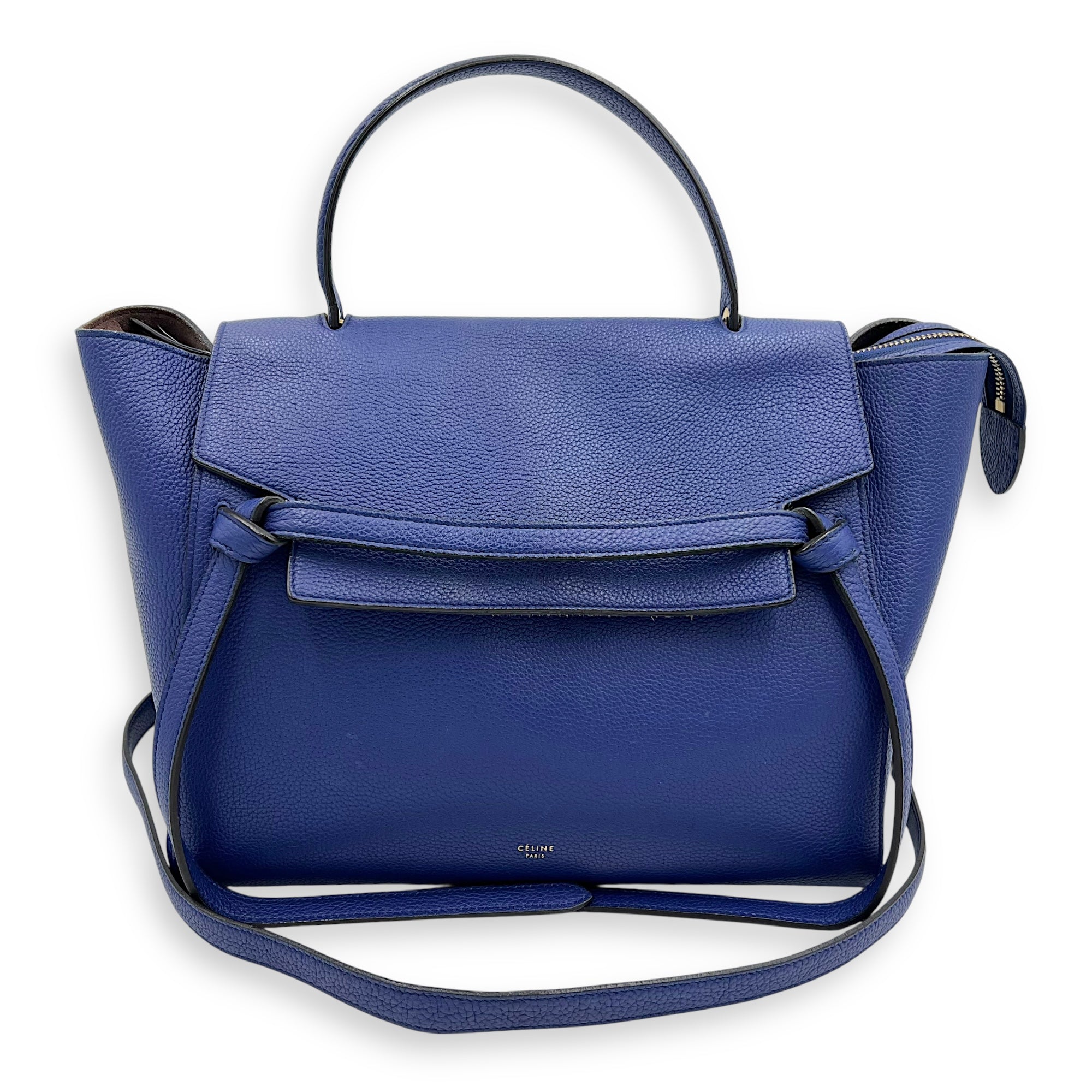 Belt Bag Mini Blue Top Handle Bag in Calfskin, Gold hardware - Image 23