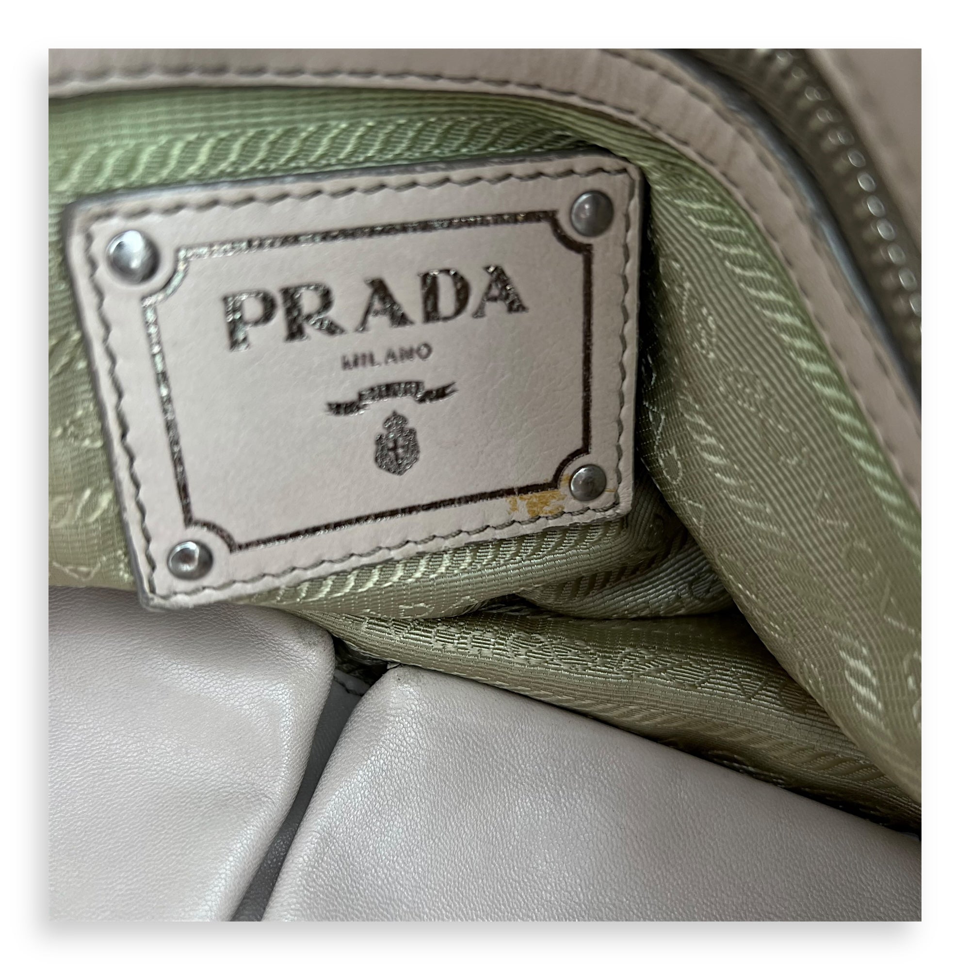 Gaufre White Top Handle Bag in Lambskin, Silver hardware - Image 8