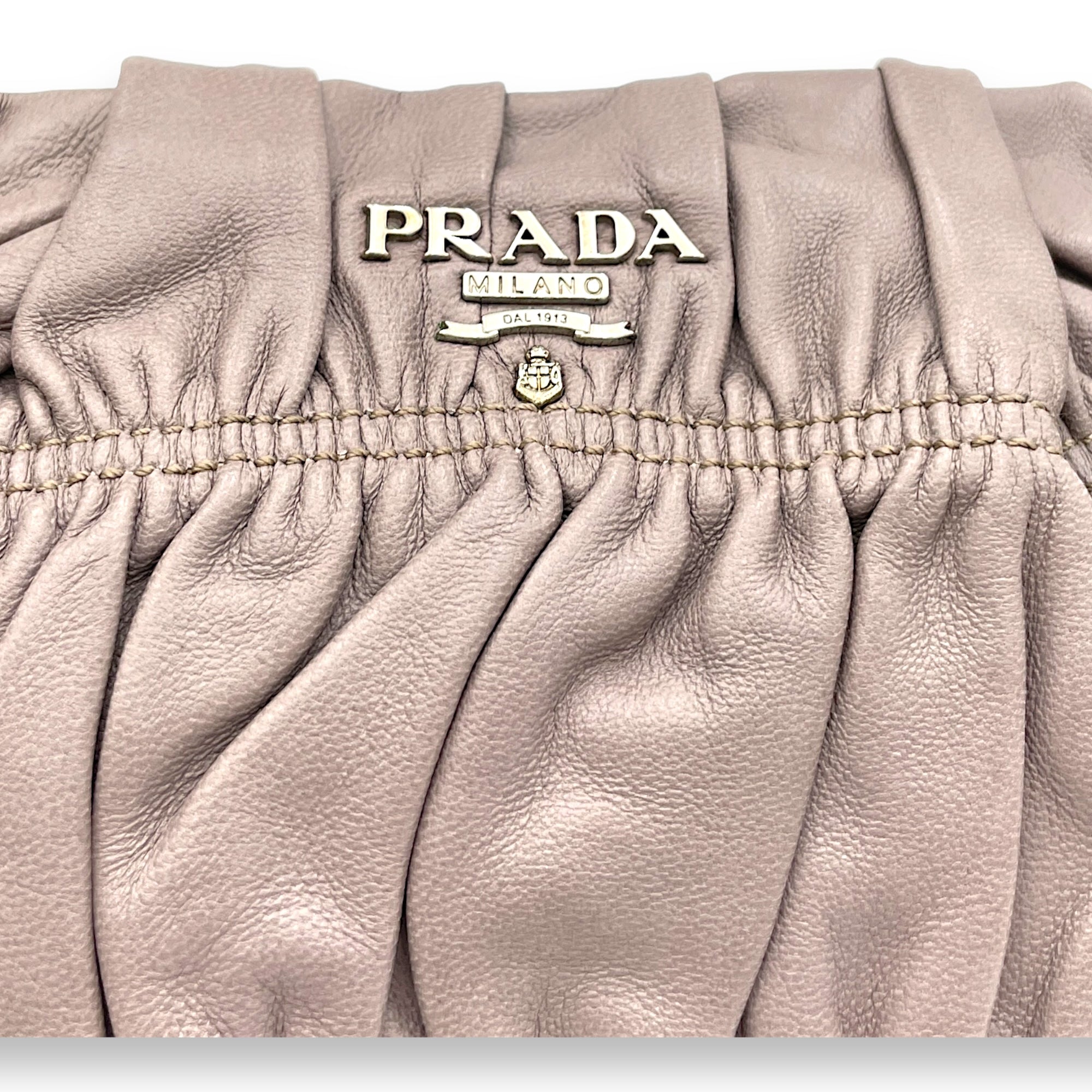 Logo Grey Pouch in Lambskin, Silver hardware - Image 8