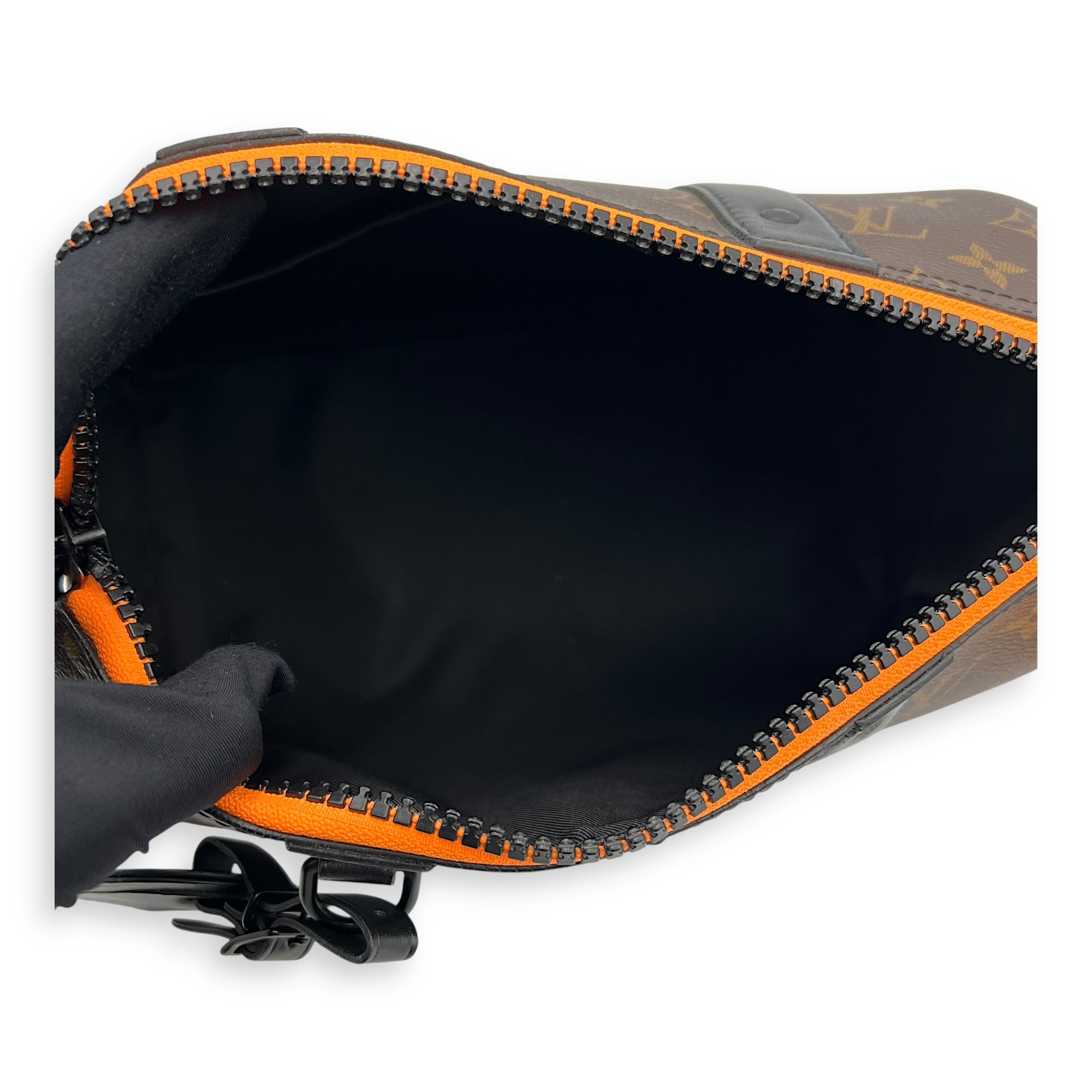 Keepall Virgil Abloh Top Handle Bag Brown in Monogram Coated Canvas, Gold hardware - Image 7