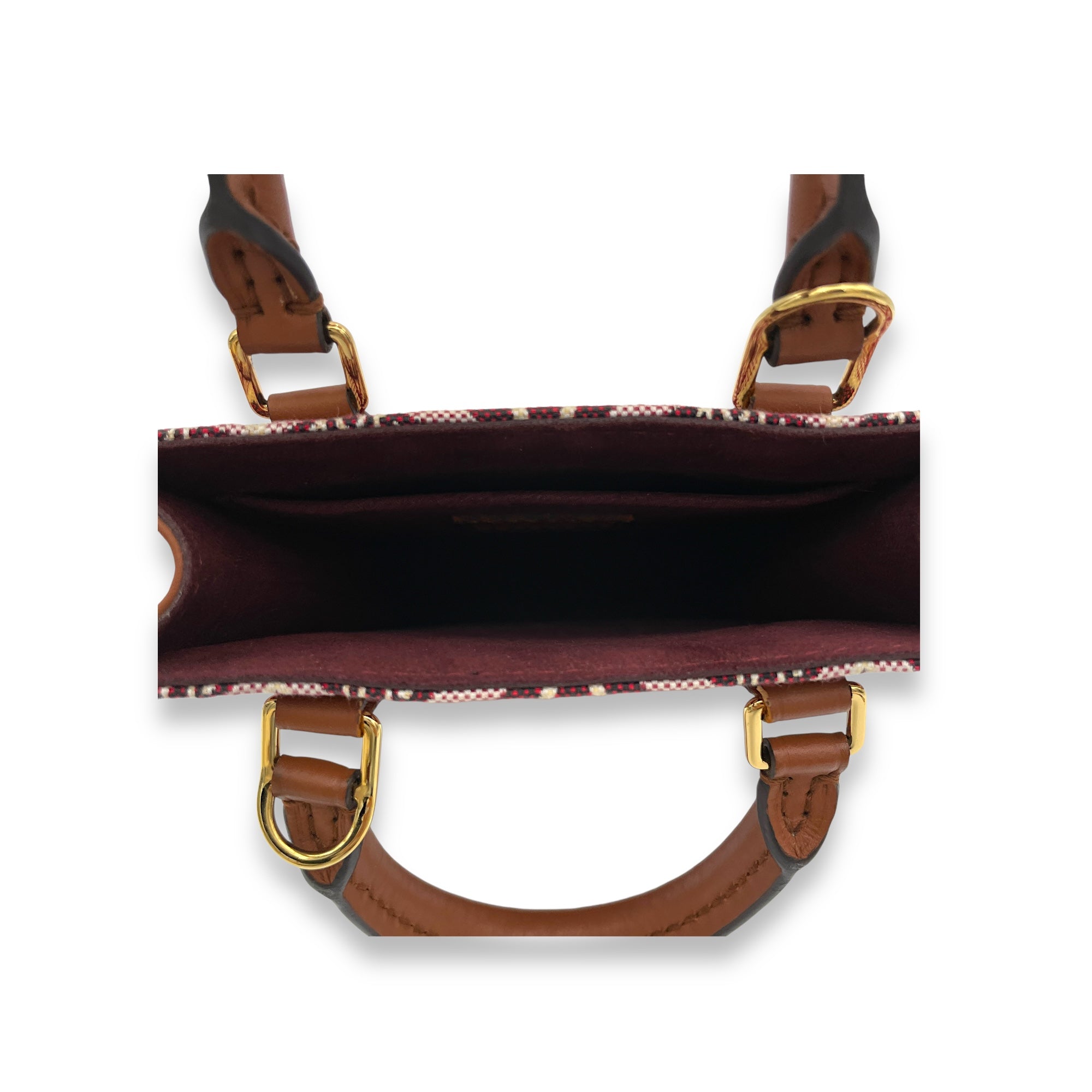 Since 1854 Sac Plat Petite Red Top Handle Bag in Canvas, Gold hardware - Image 12