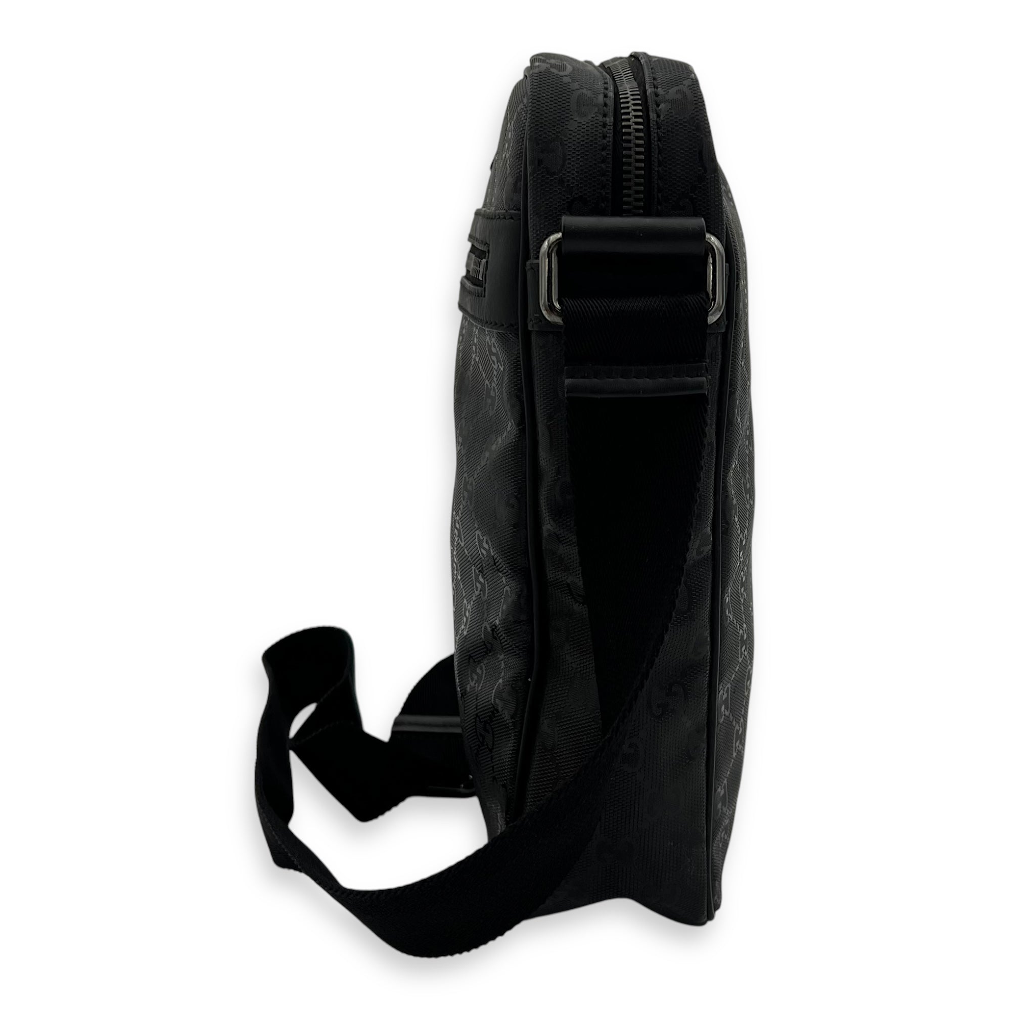 GG Messenger Black in Coated Canvas, Silver hardware - Image 5
