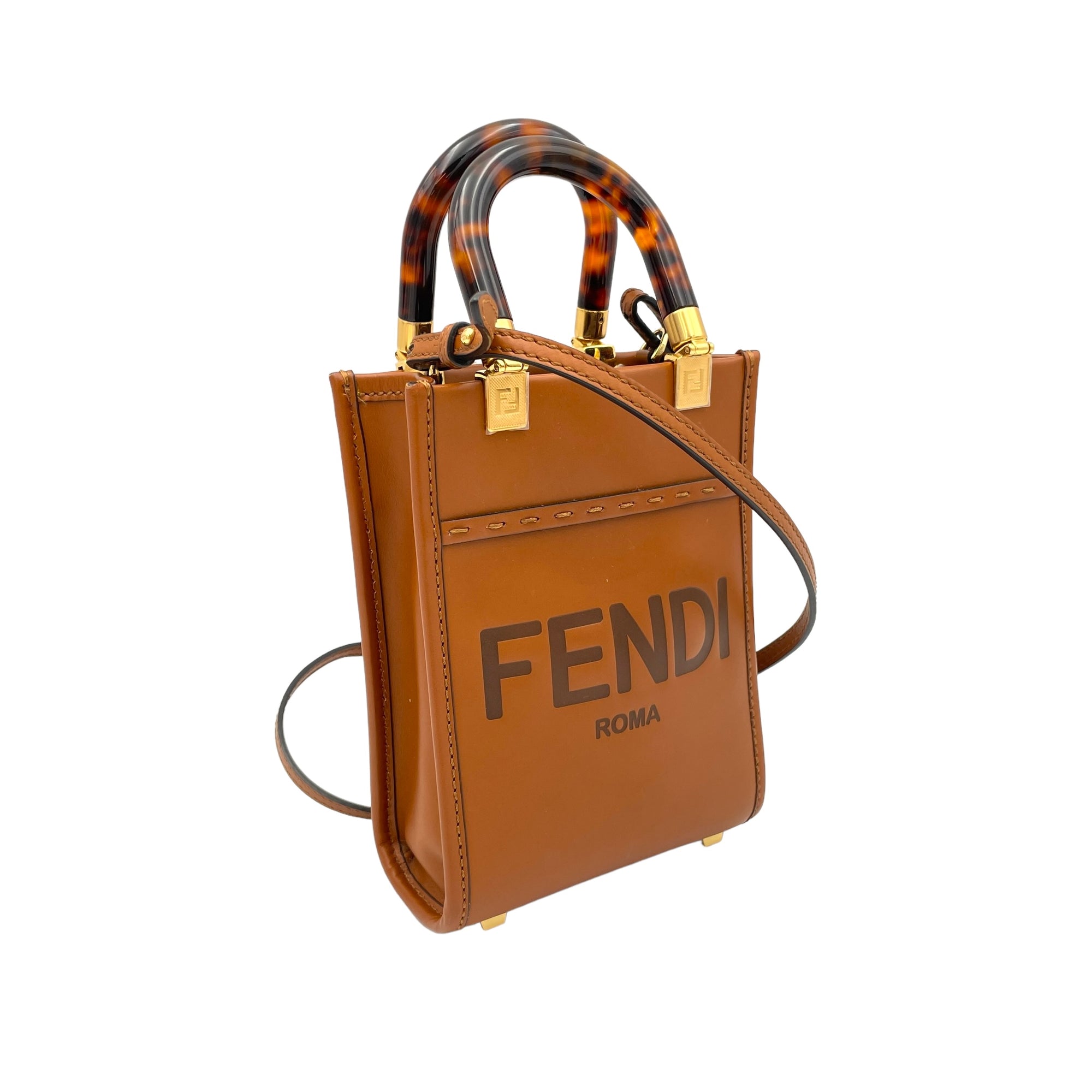 Sunshine Shopper Mini Brown Top Handle Bag in Calfskin, Gold hardware - Image 4