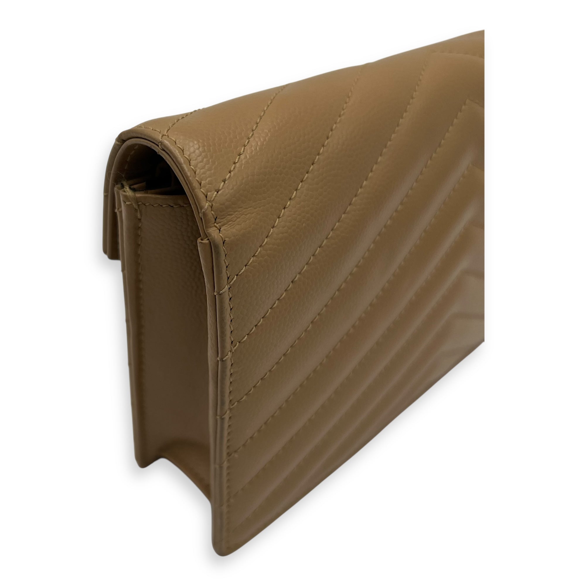 Cassandre Wallet On Chain Beige in Calfskin, Gold hardware - Image 11