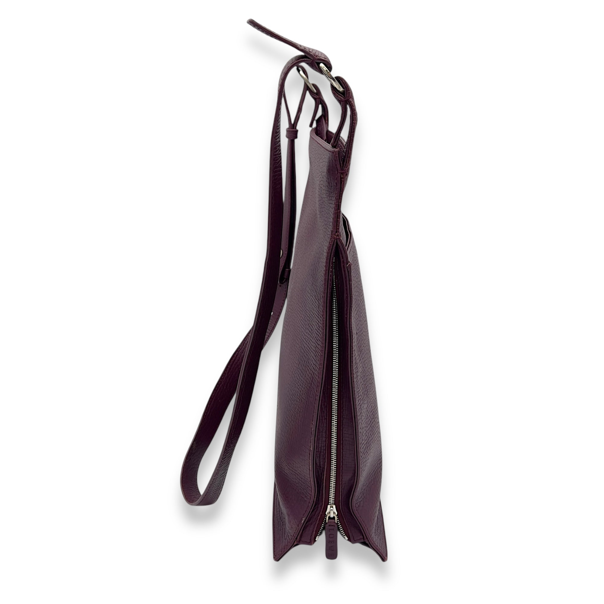 Logo Purple Crossbody Bag in Calfskin, Silver hardware - Image 4