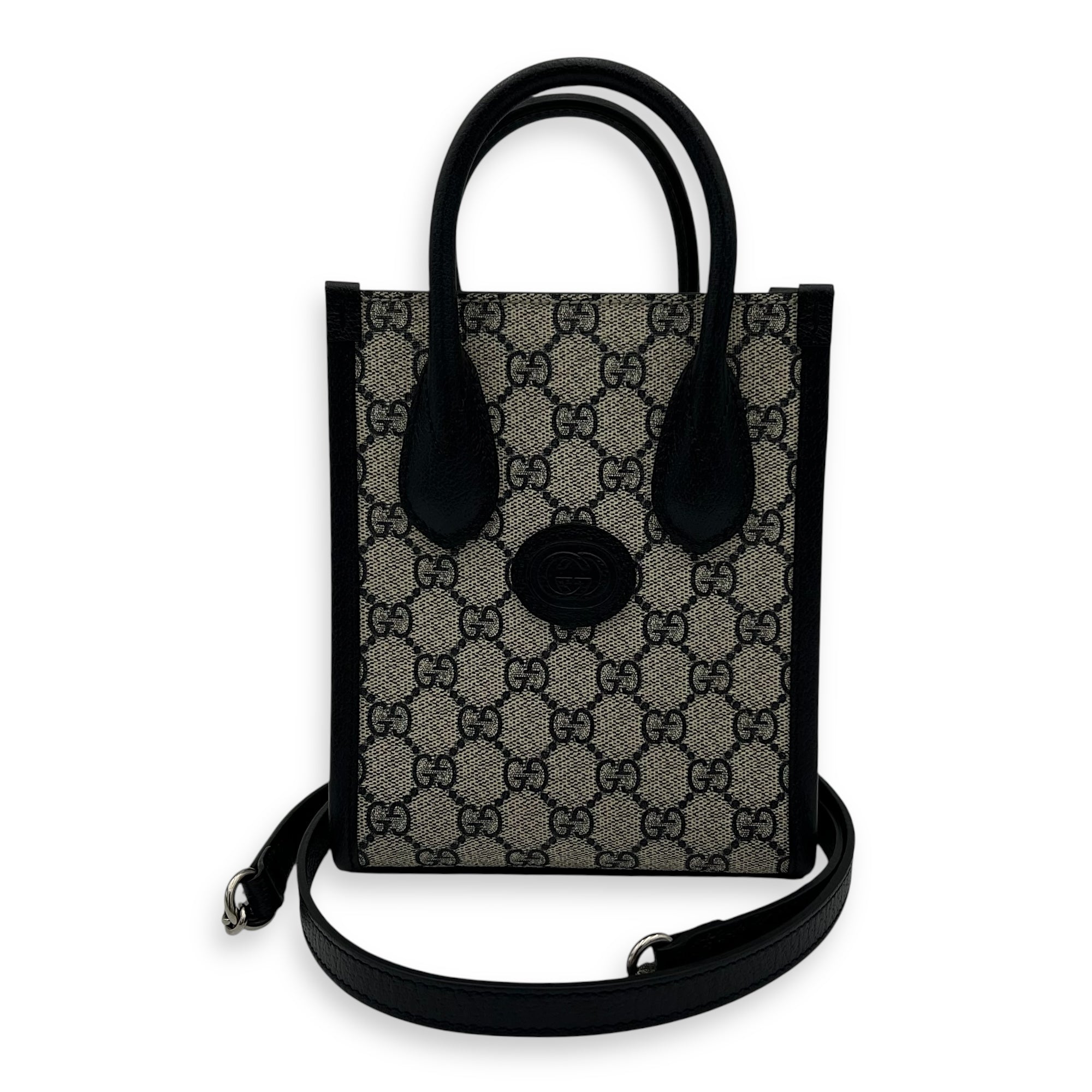 GG Supreme Top Handle Bag Blue in Coated Canvas, Silver hardware - Image 8