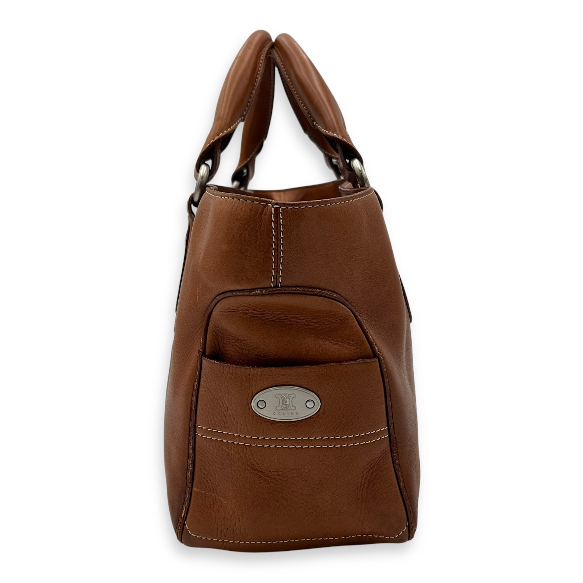Boogie Top Handle Bag Brown in Calfskin, Silver hardware - Image 5